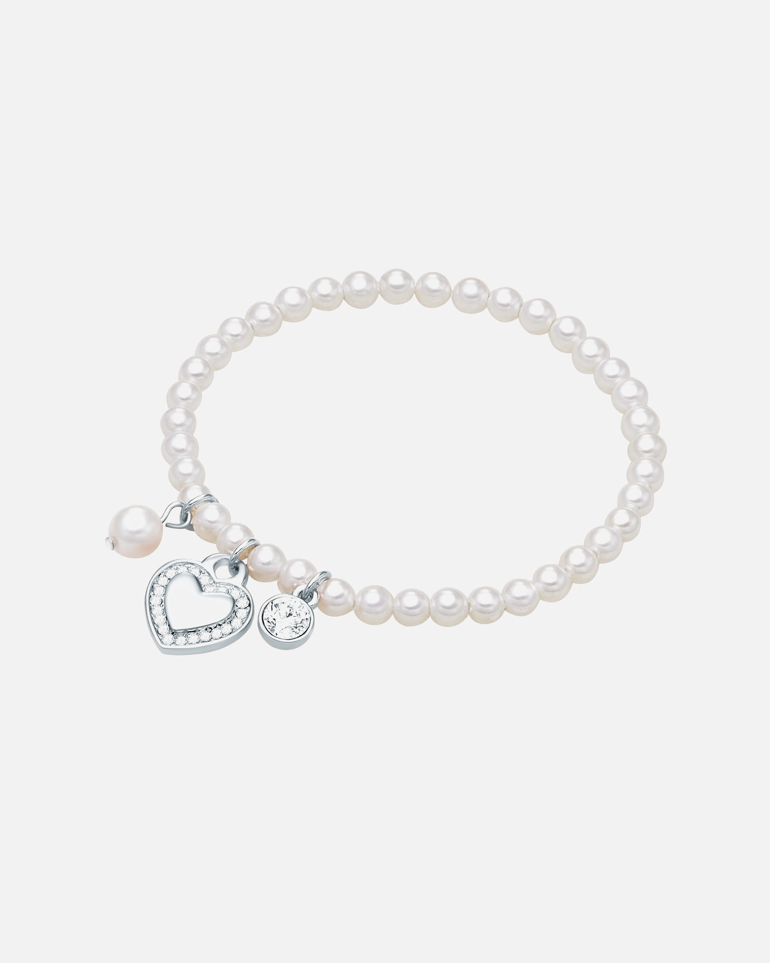 Bracelet for FemmeBracelet en perles Coeur Perles organiques Crystal Perles organiques en Blanc18,0 cm