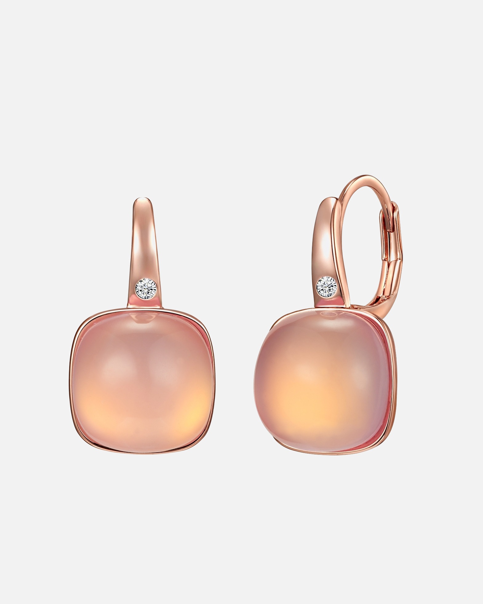 Ohrringe für Weiblich Lulu & Jane Ohrhänger Metall-Legierung verziert mit Kristallen von Swarovski® in Roségold 23,5 mm