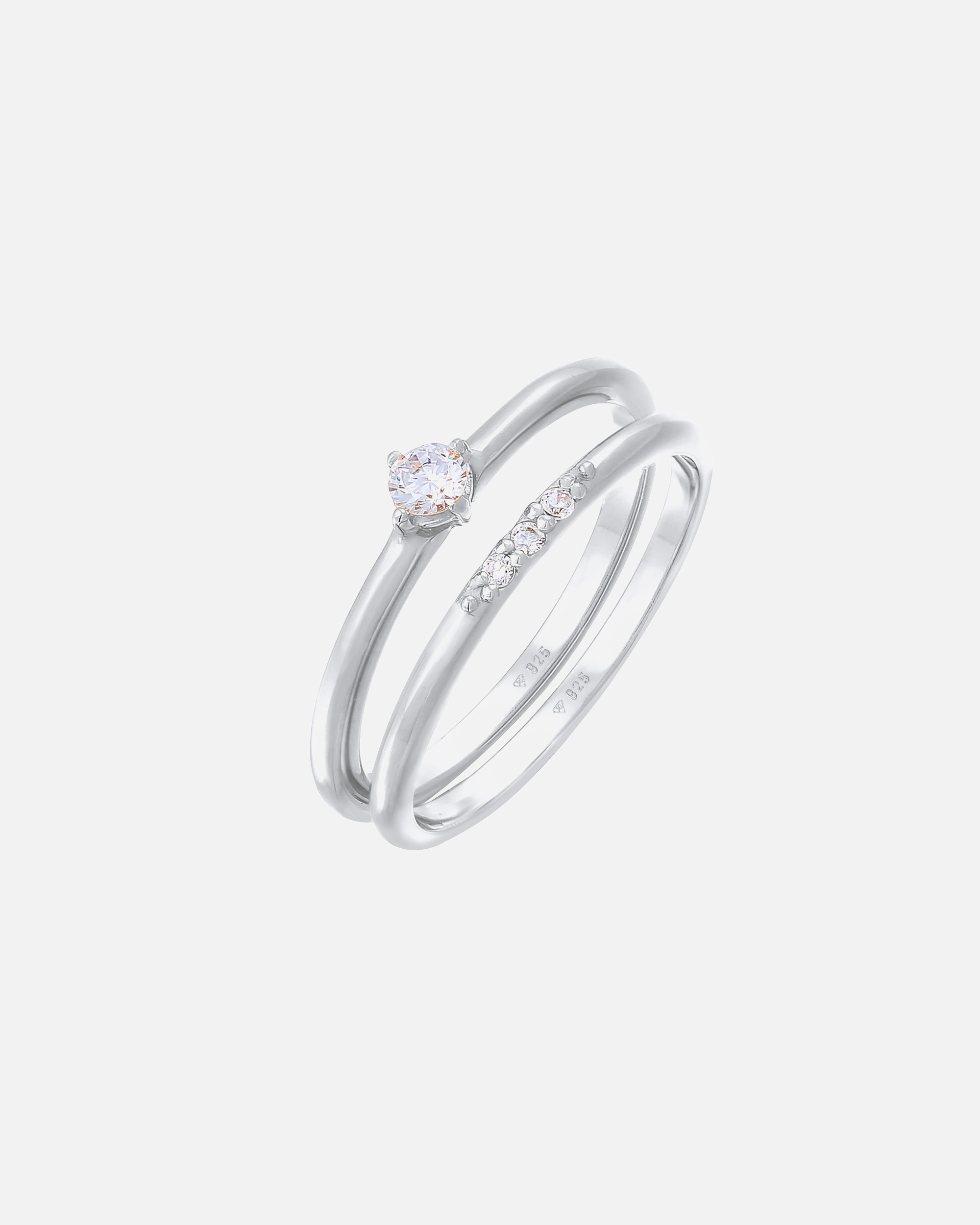 Bague for FemmeElliFemmes Set de bagues empilées Solitaire avec des cristaux de zirconium en argent sterling 92552