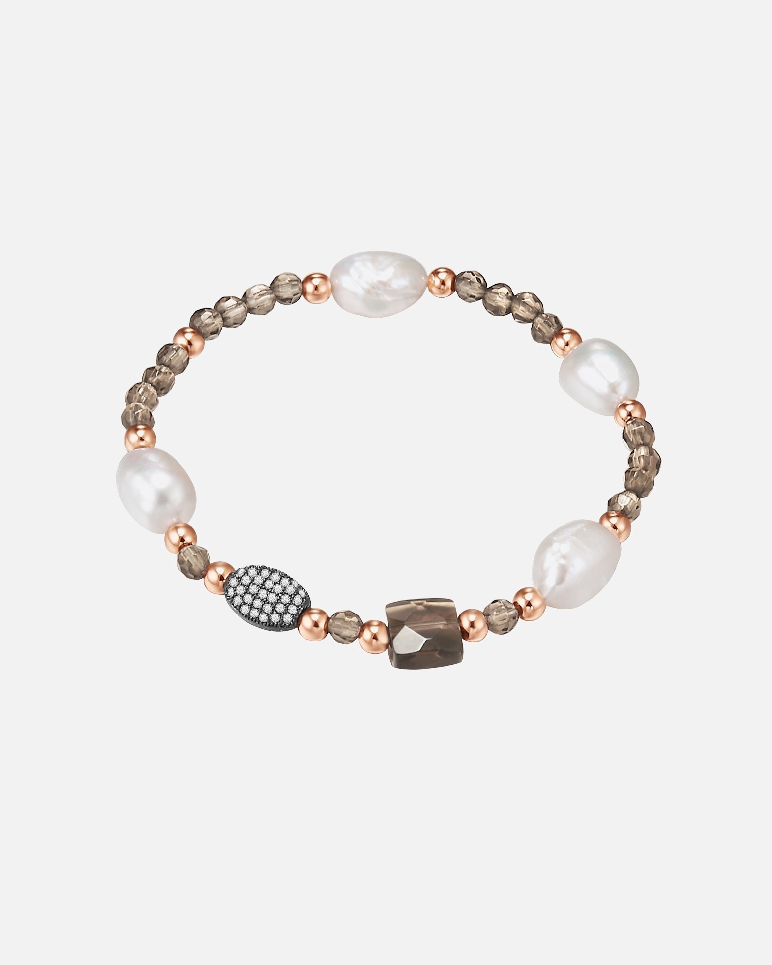 Bracelet for FemmeLulu & JaneBracelet en perles Métal Oxyde de zirconium (CZ) Perle de culture d'eau douce en Or rose19,0 - 22,0 cm, flexibel einstellbar