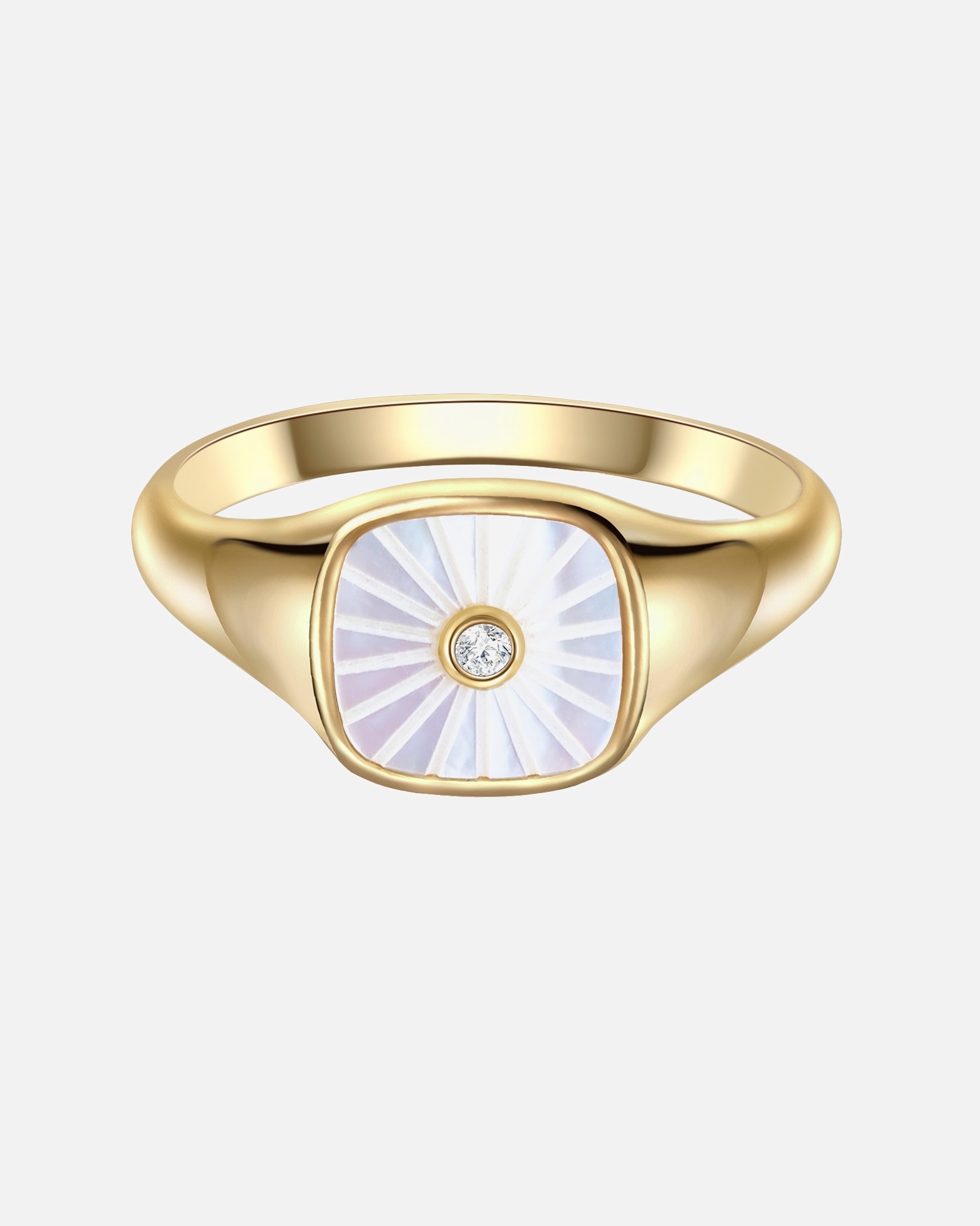 Bague for FemmeGlanzstücke MünchenBague en argent Argent sterling Oxyde de zirconium (CZ) Nacre en Or jaune48