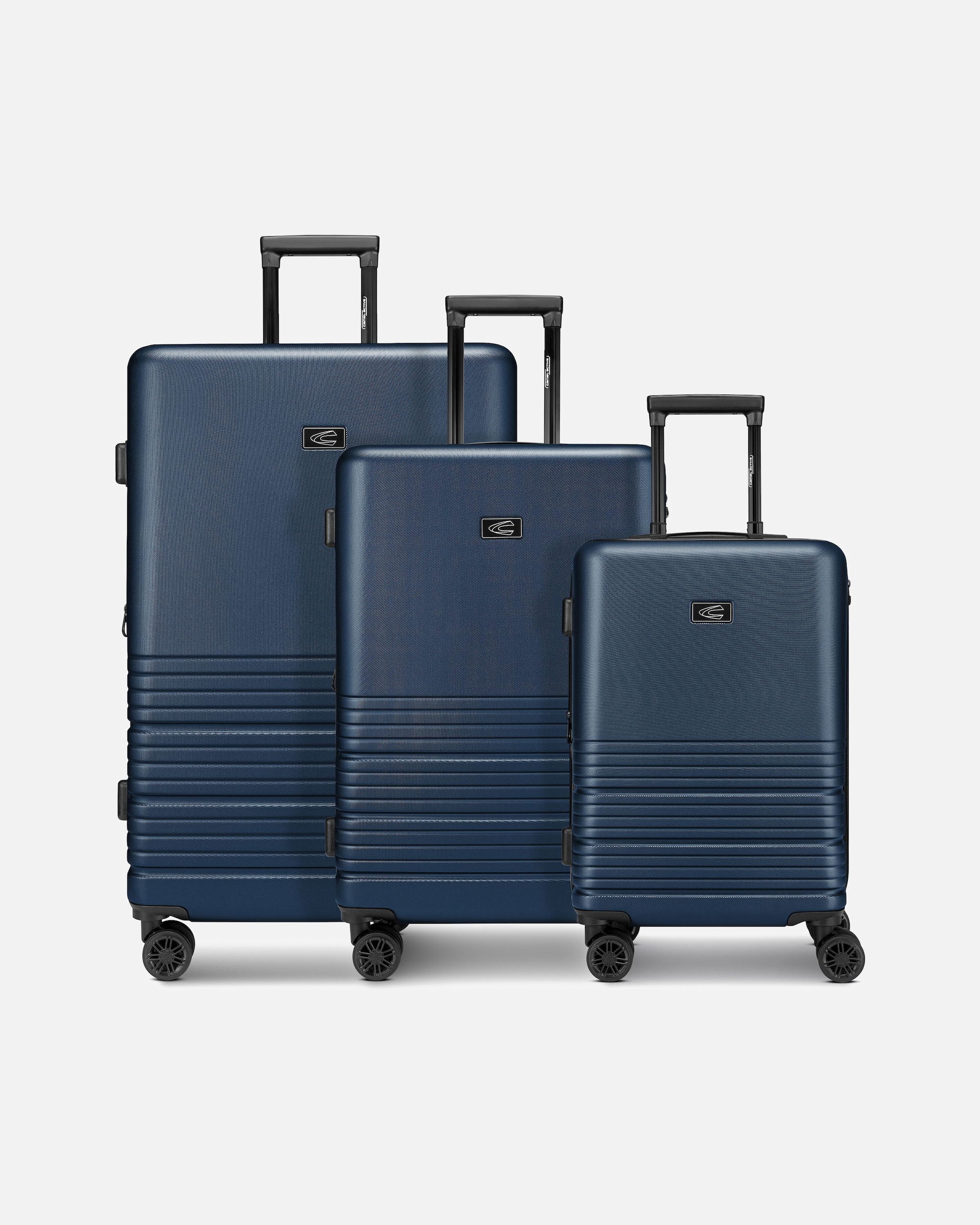 Koffer für Männlich camel active Hanoi 4 Rollen Kofferset 3-teilig mit Dehnfalte dark blue