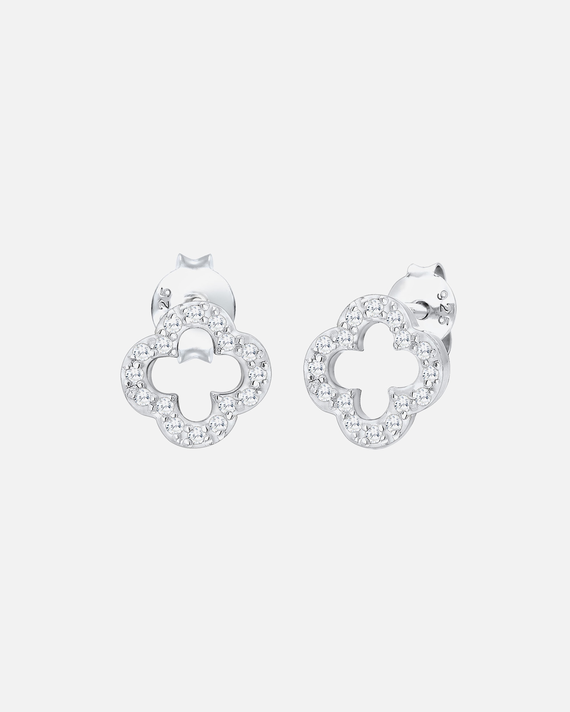 Boucle d'oreilles for FemmeElliFemmes Clous d'oreilles trèfle porte-bonheur avec zircon en argent sterling 925silberfarben
