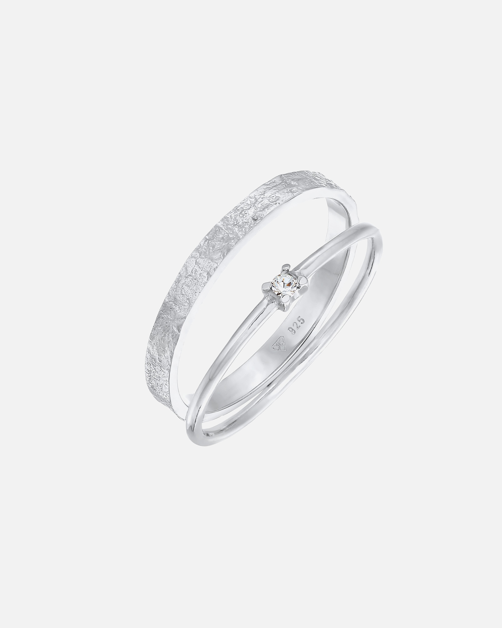 Ring für Weiblich Elli 0er Set Solitär Bandring 925 Silber, mit Kristallen von Swarovski® 58