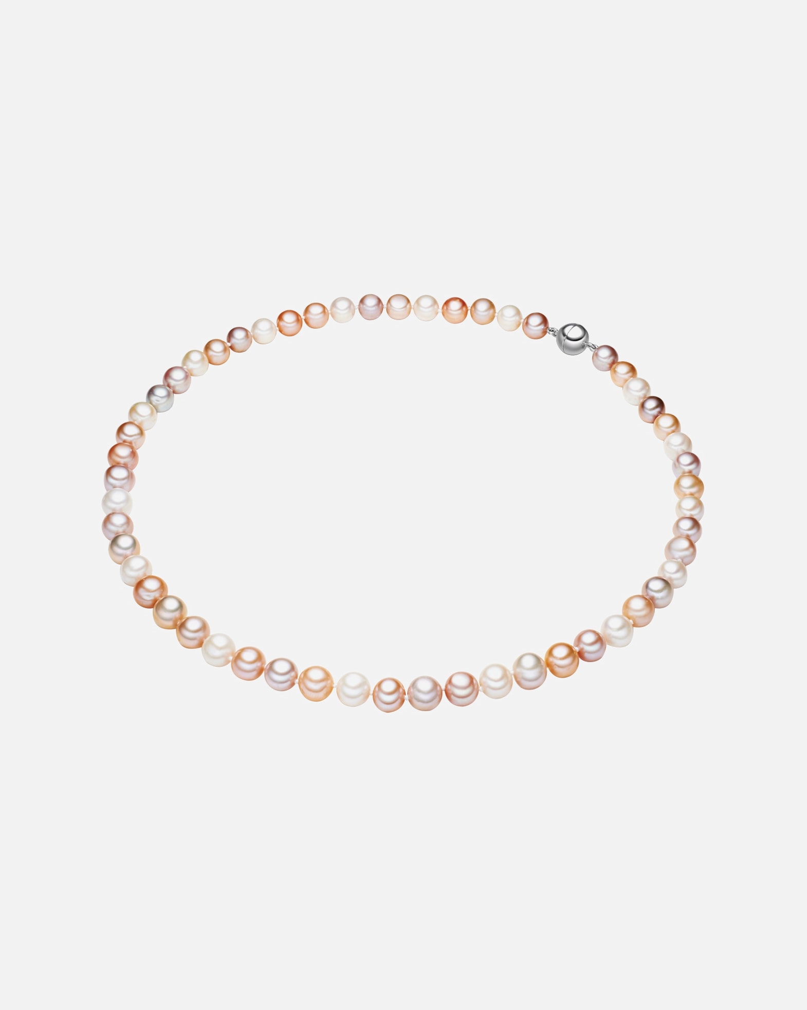 Halskette für Weiblich Valero Pearls Perlen-Kette aus Perlseide in Multicolor mit Süßwasser-Zuchtperle 60 cm