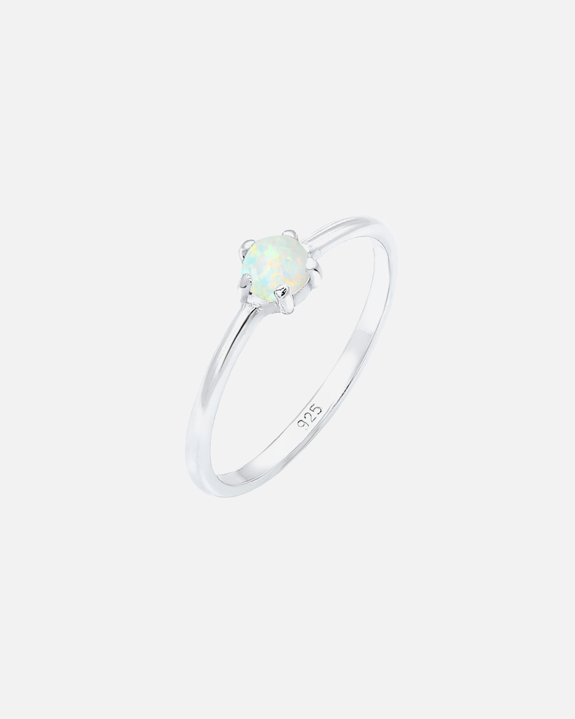 Ring für Weiblich Elli Basic Trend Bandring Synthetischer Opal 925 Silber 58