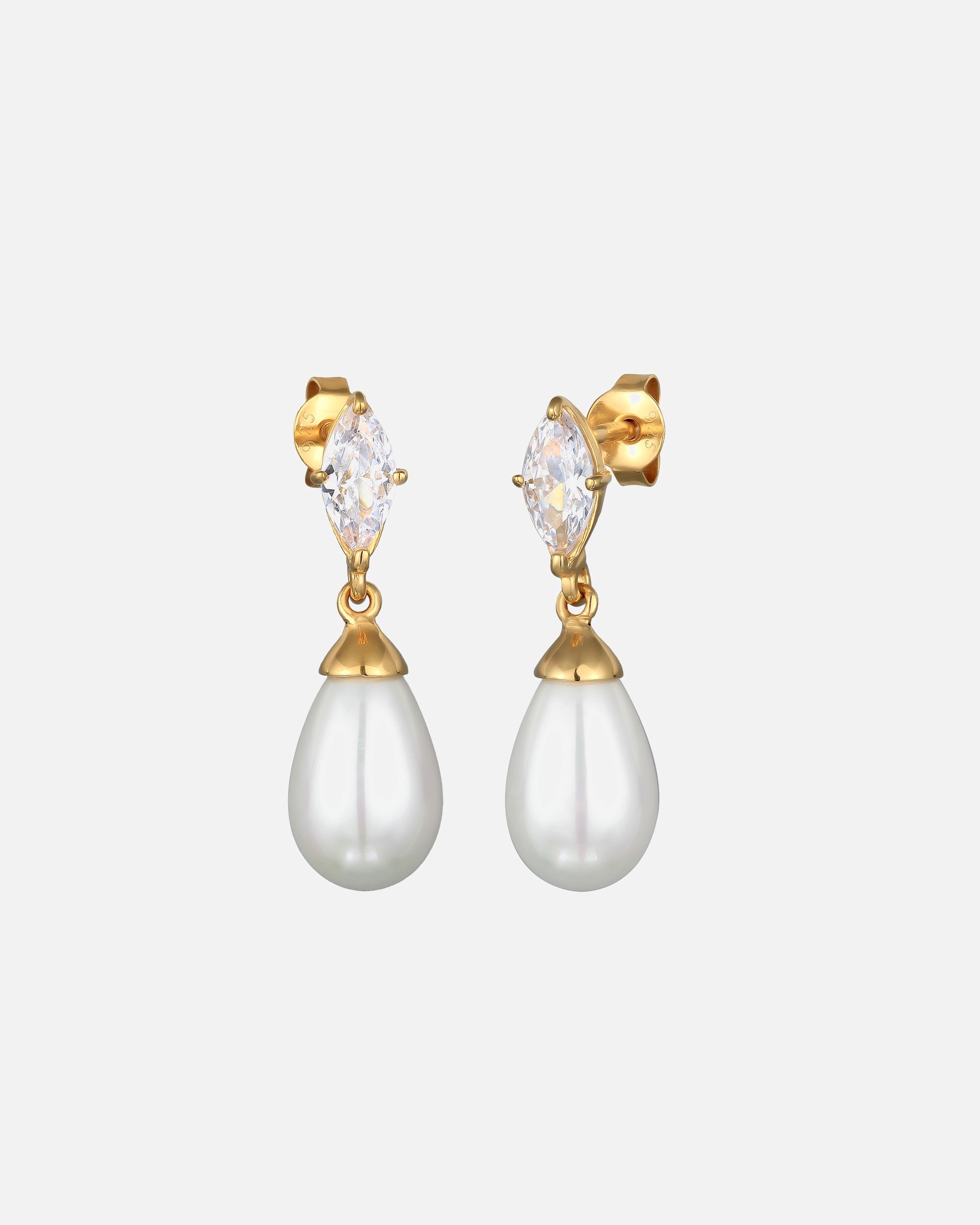 Boucle d'oreilles for FemmeElliFemmes pendentif d'oreilles goutte élégante avec zircon et perles de coquillage en argent sterling 925goldfarben