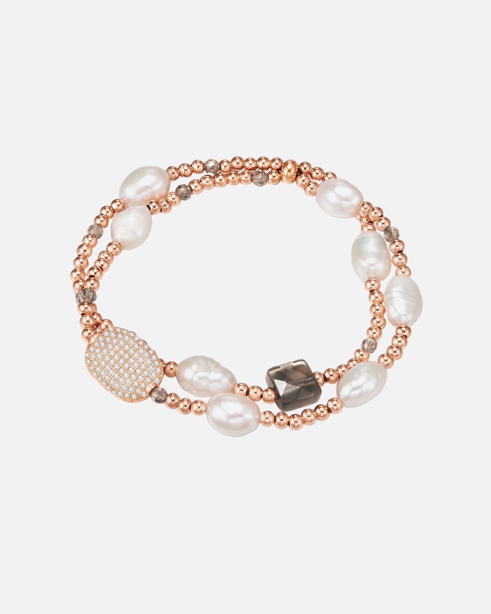 Bracelet for FemmeBracelet en perles Métal Oxyde de zirconium (CZ) Perle de culture d'eau douce en Or rose19,0 - 22,0 cm, flexibel einstellbar