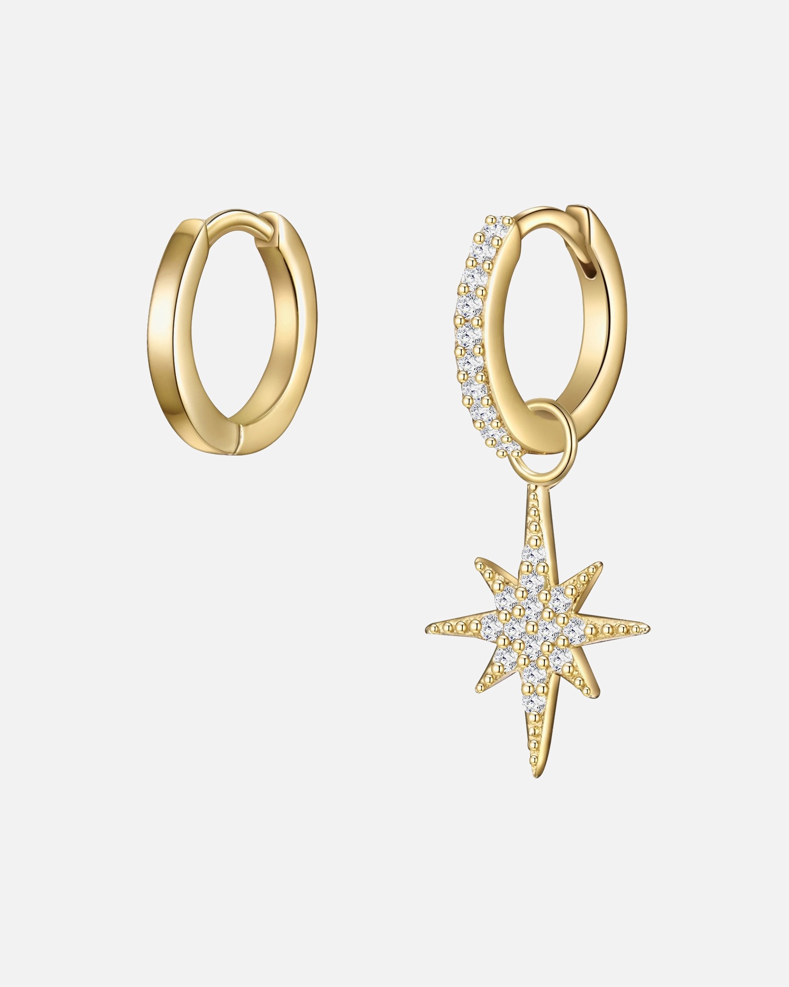 Créoles for FemmeCréoles en argent Étoilé Argent sterling Oxyde de zirconium (CZ) en Or jaune21,5 mm