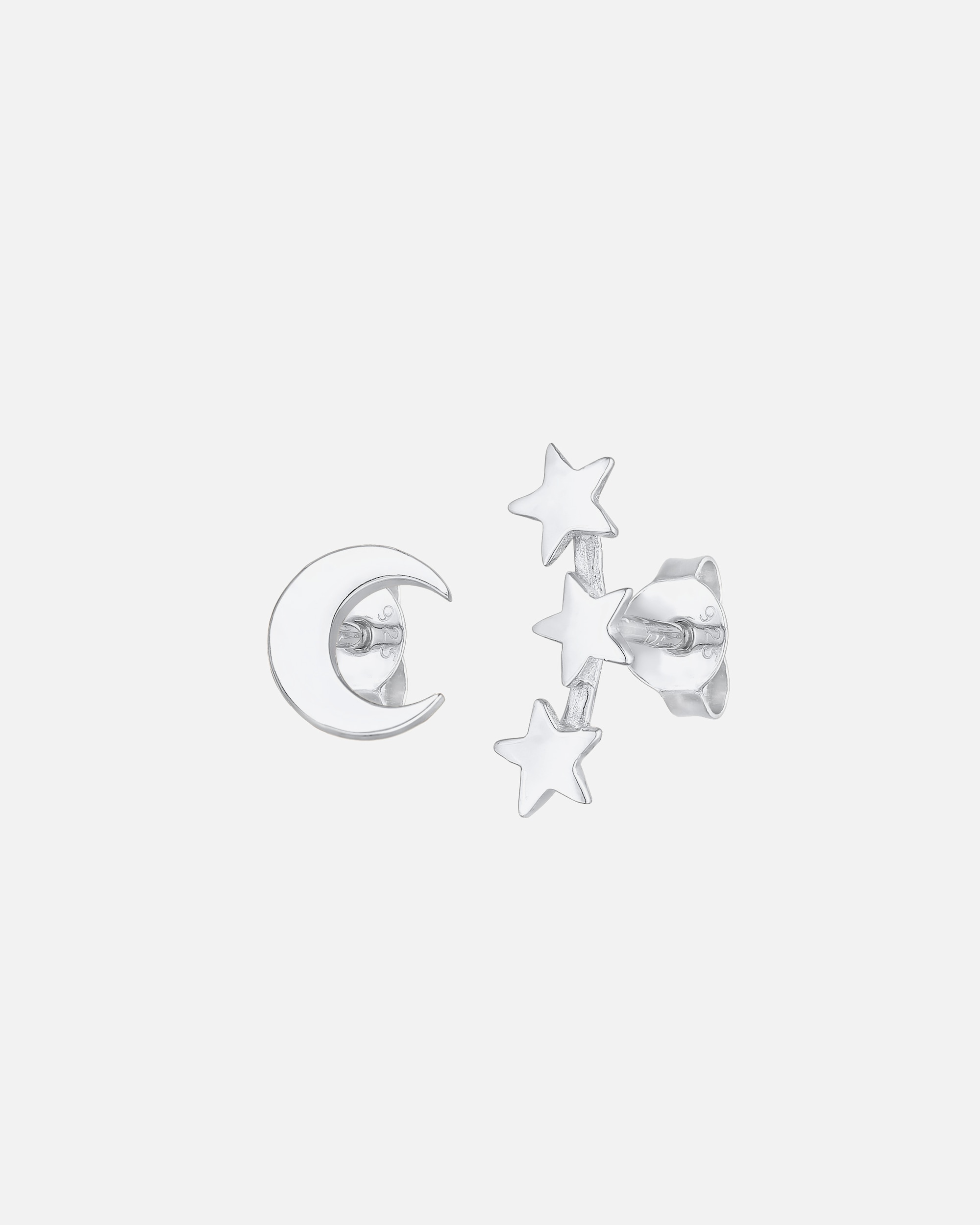 Ohrringe für Weiblich Elli Mond Halbmond Stern Mixmatch 925 Silber silberfarben