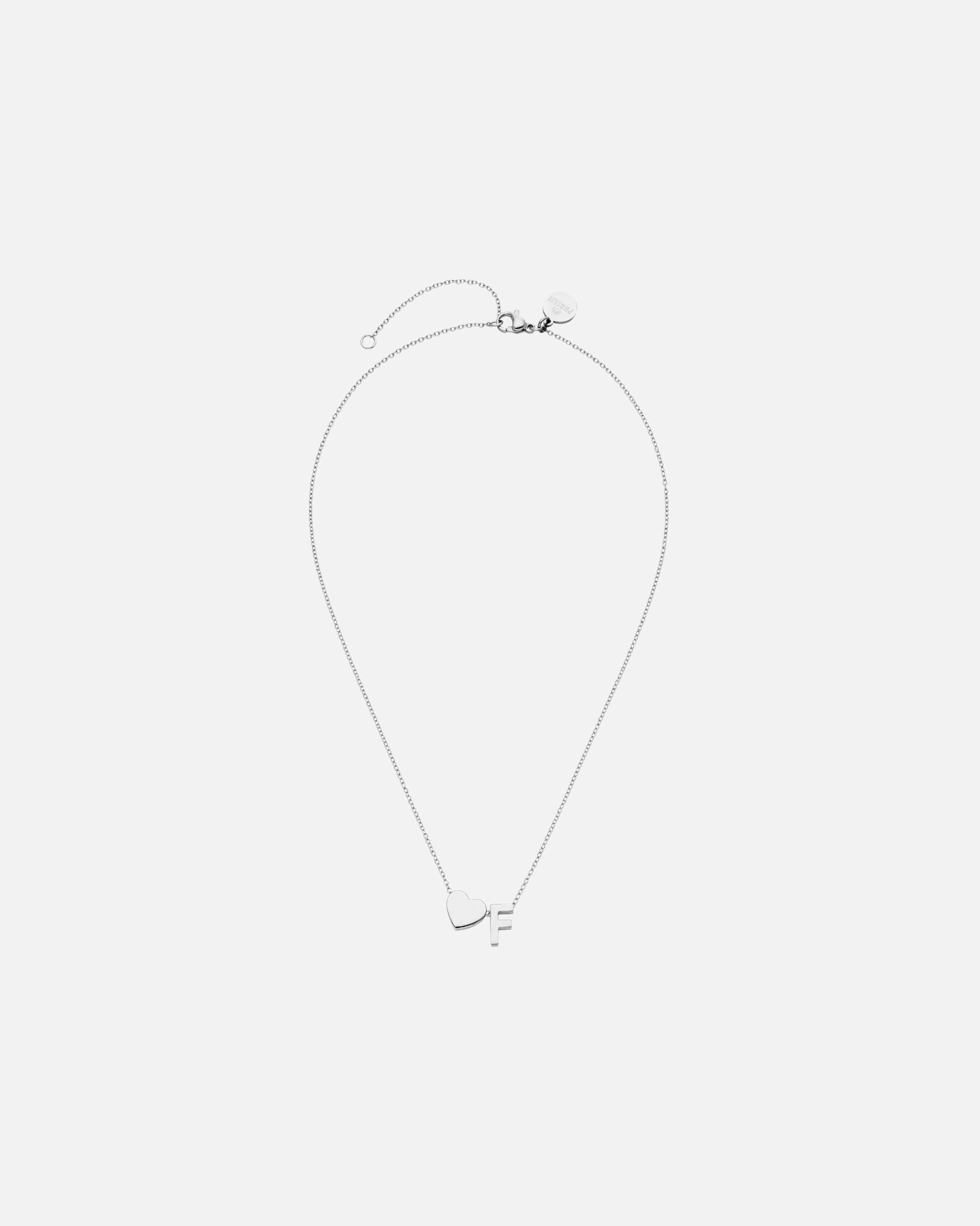 Collier for UnisexePureleiLetter Heart F Chaîne 100% acier inoxydableArgent
