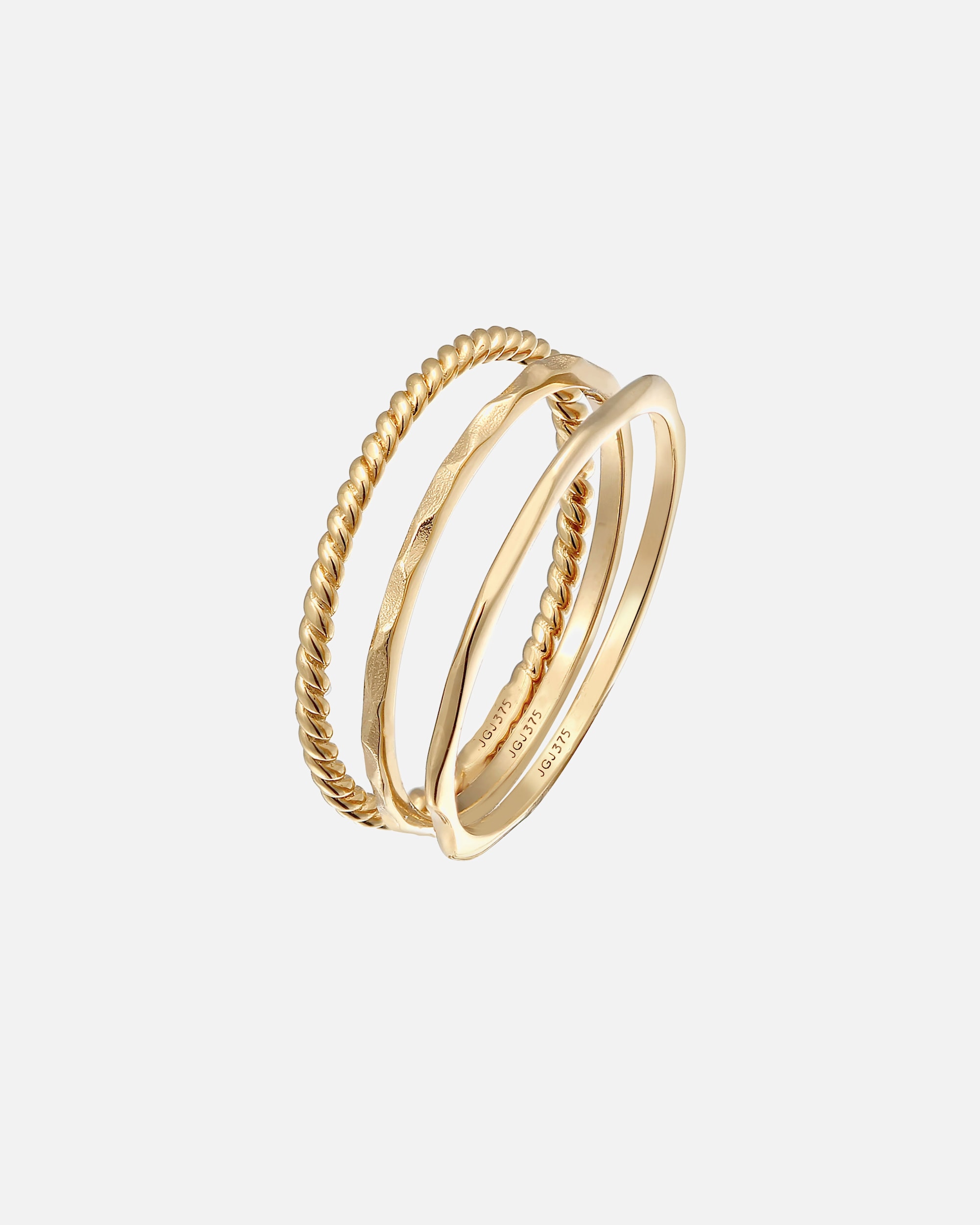 Ring für Weiblich Elli PREMIUM Stapelringe Stacking Bandring 3er Set 375 Gelbgold 56