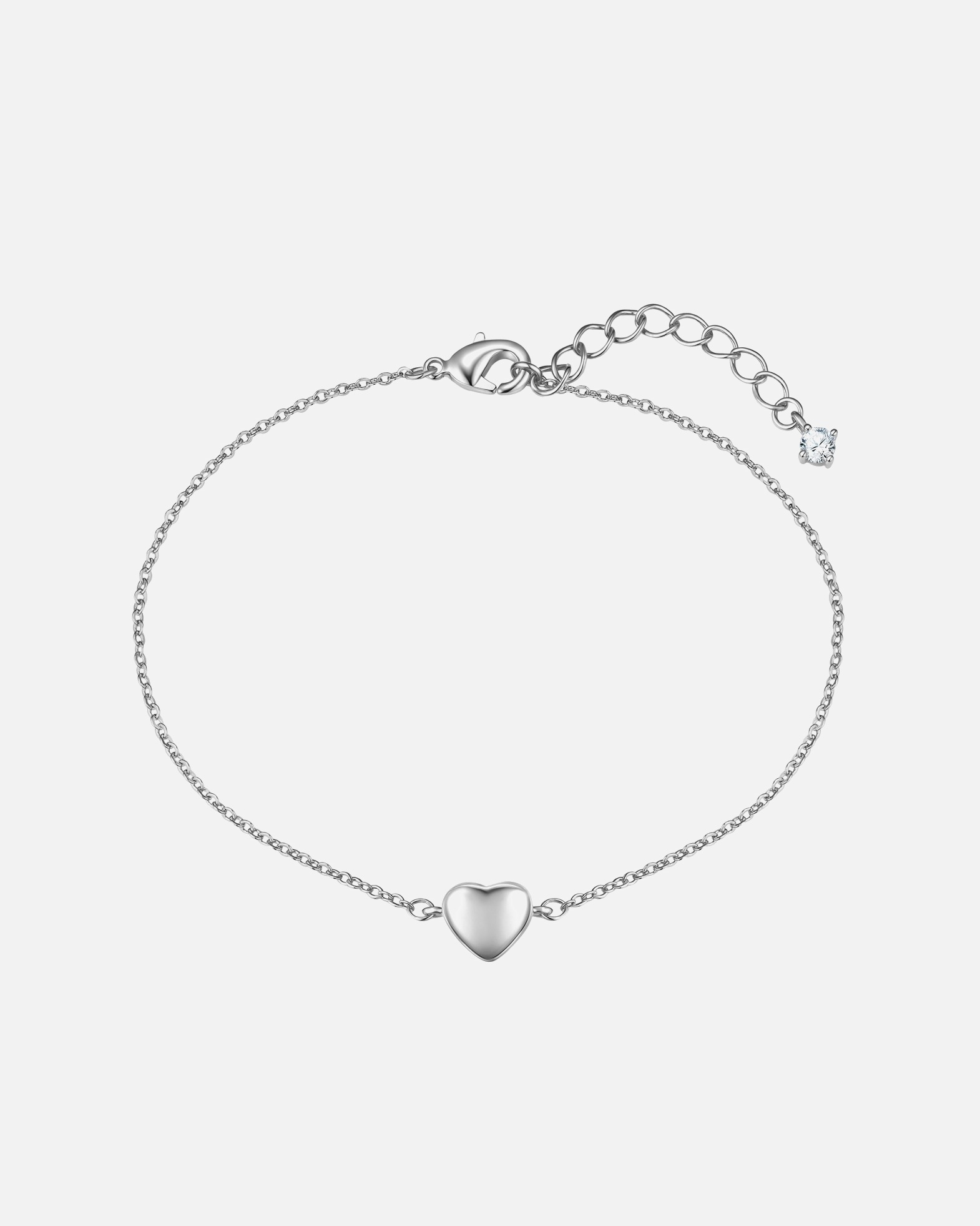 Bracelet for FemmeBracelet Cœur en laiton en argent avec zirconium17,0 cm Basislänge + 3,0 cm Verlängerung