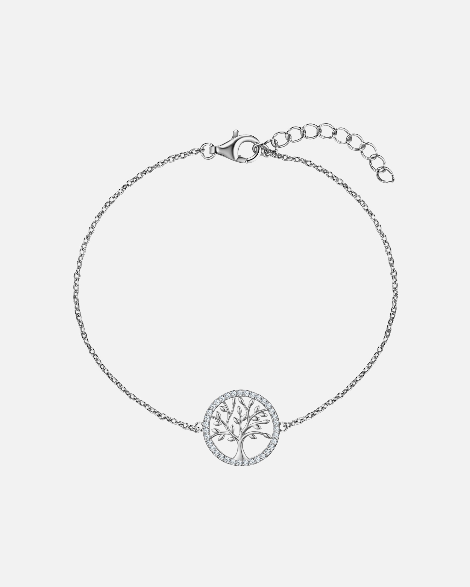 Armband für Weiblich Rafaela Donata Armband Lebensbaum aus Sterling Silber in Silber mit Zirkonia 17,0 cm Basislänge + 3,0 cm Verlängerung