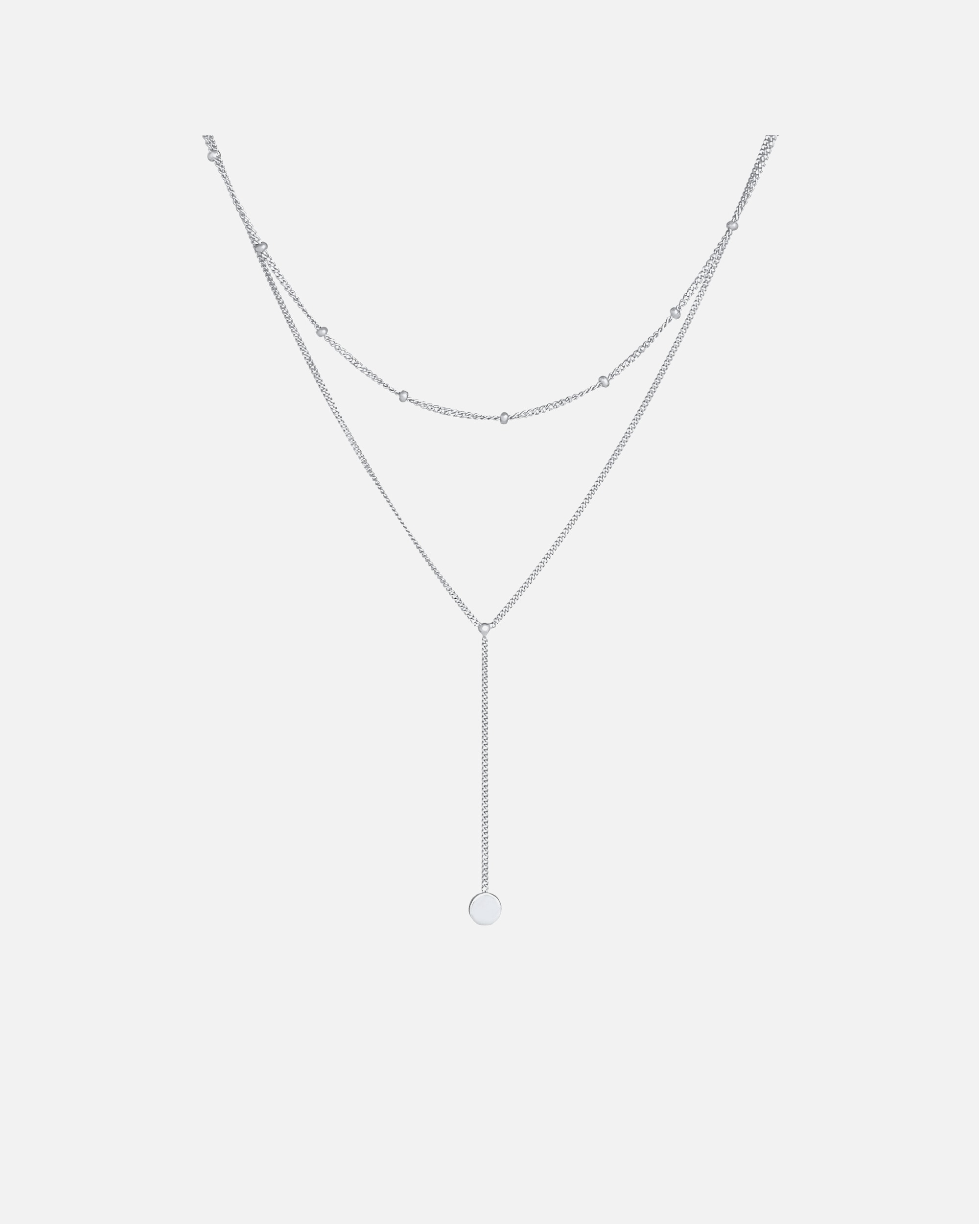 Halskette für Weiblich Elli Layer Y-Kette Kugelkette Plättchen 925 silber silberfarben