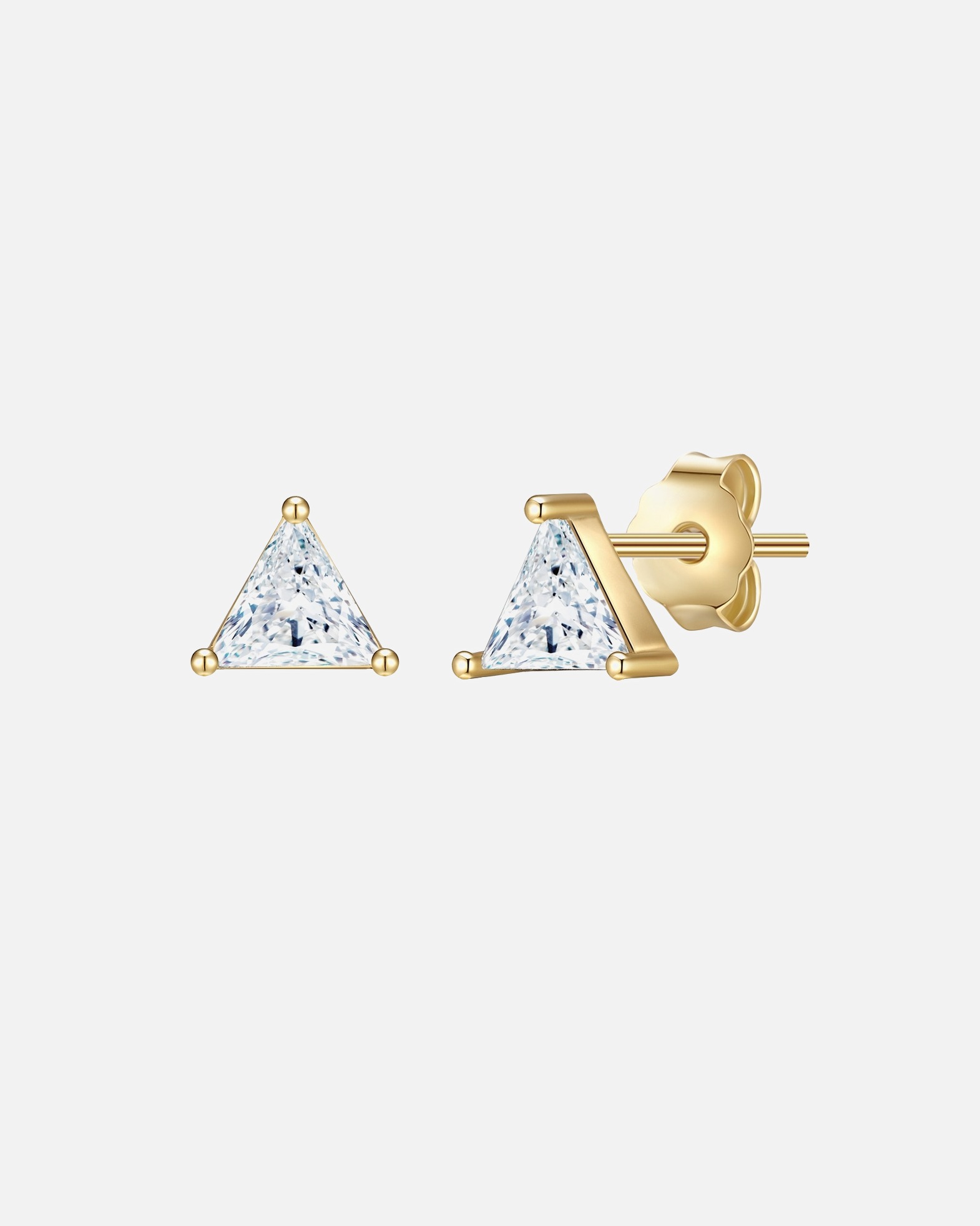 Boucle d'oreilles for FemmePuces d'oreilles en argent Triangle Argent sterling Oxyde de zirconium (CZ) en Or jaune4,7 mm