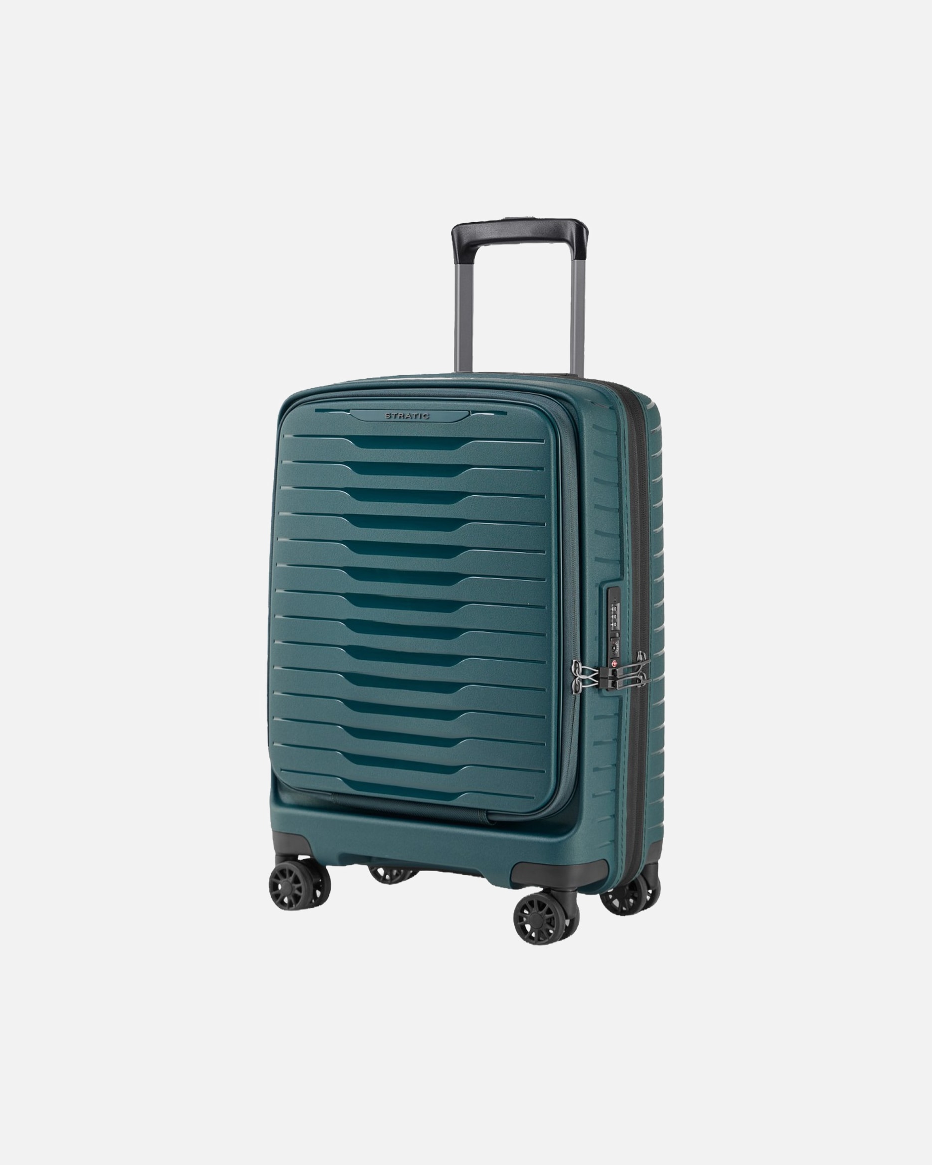 Trolley für Unisex Stratic Novium 4 Rollen Kabinentrolley S 55 cm Laptopfach mit Dehnfalte petrol