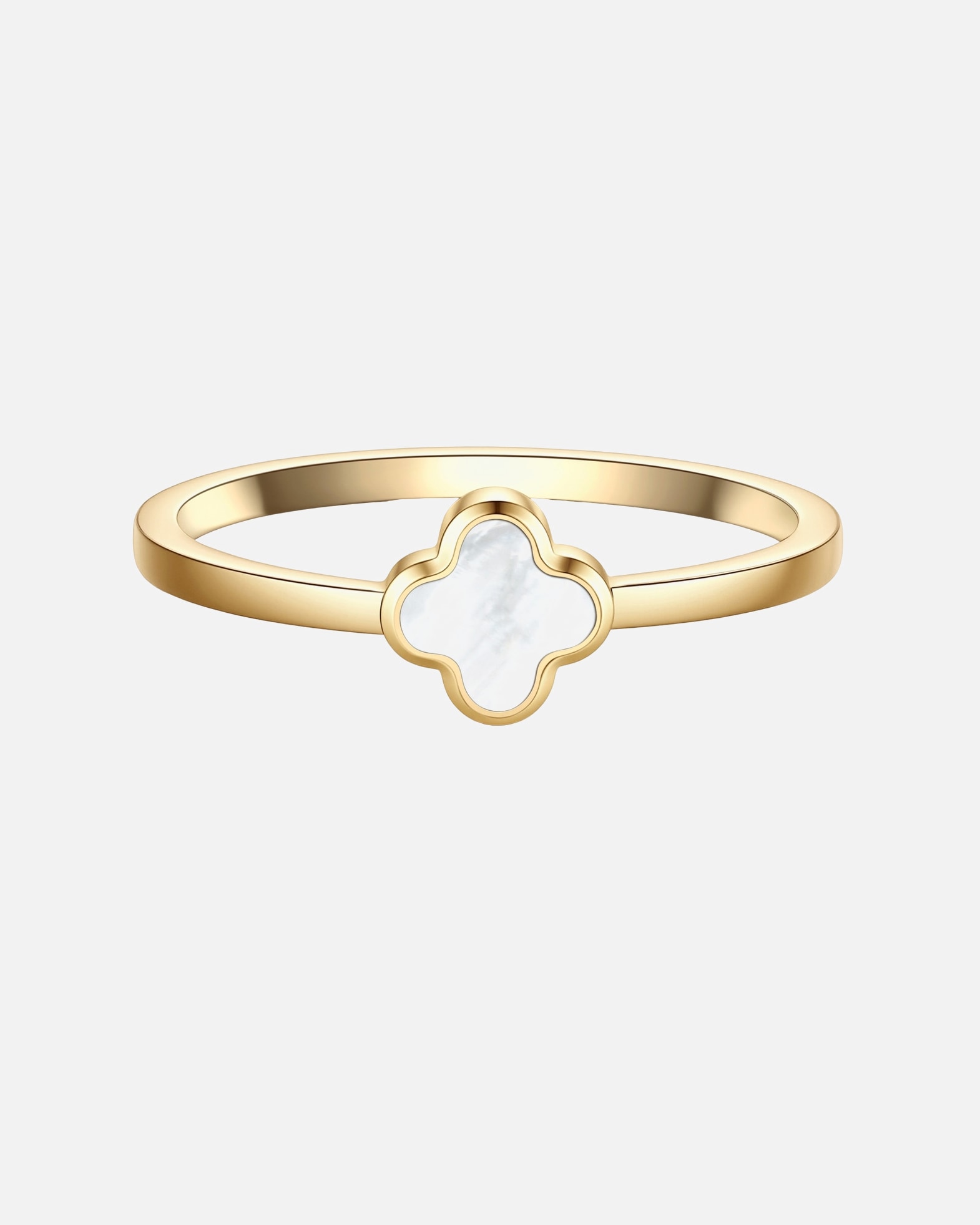 Bague for FemmeGlanzstücke MünchenBague trèfle en acier inoxydable en or jaune avec nacre56