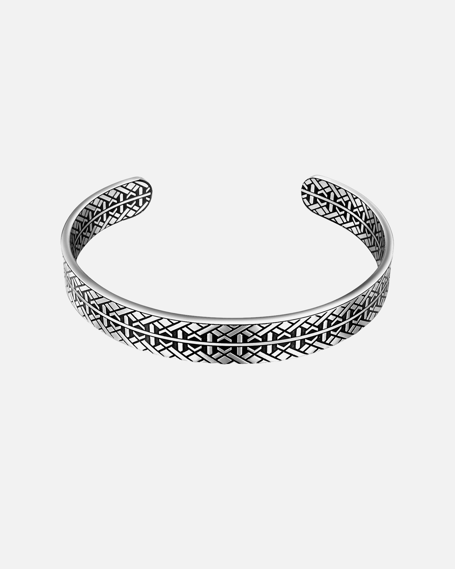 Armreif für Männlich True Rebels Armband Edelstahl in Silber/Schwarz 18,0 - 21,0 cm, flexibel einstellbar