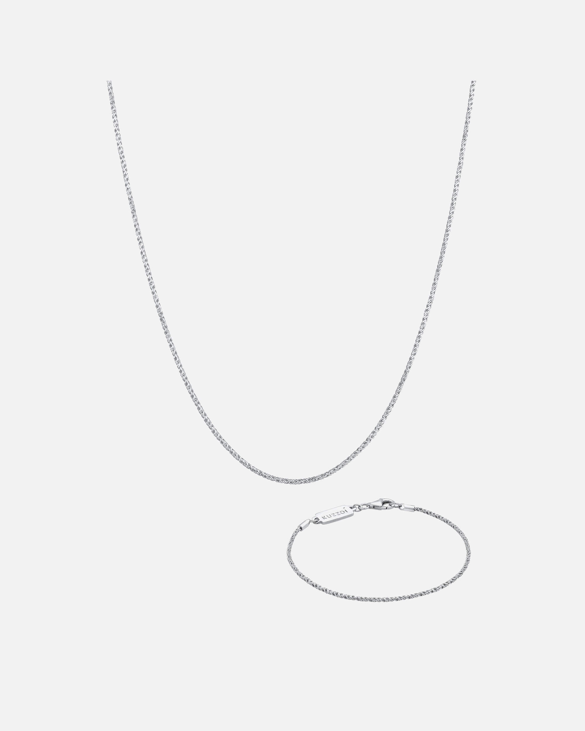 Schmuckset für Männlich KUZZOI Kette Armband Kordel Basic 925 Silber silberfarben