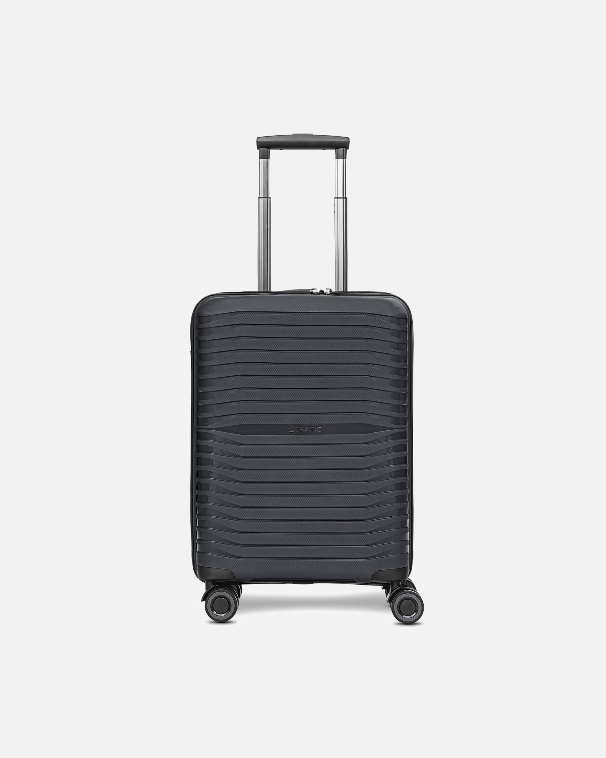 Handgepäckkoffer für Männlich Stratic Shine 4 Rollen Kabinentrolley 55 cm black