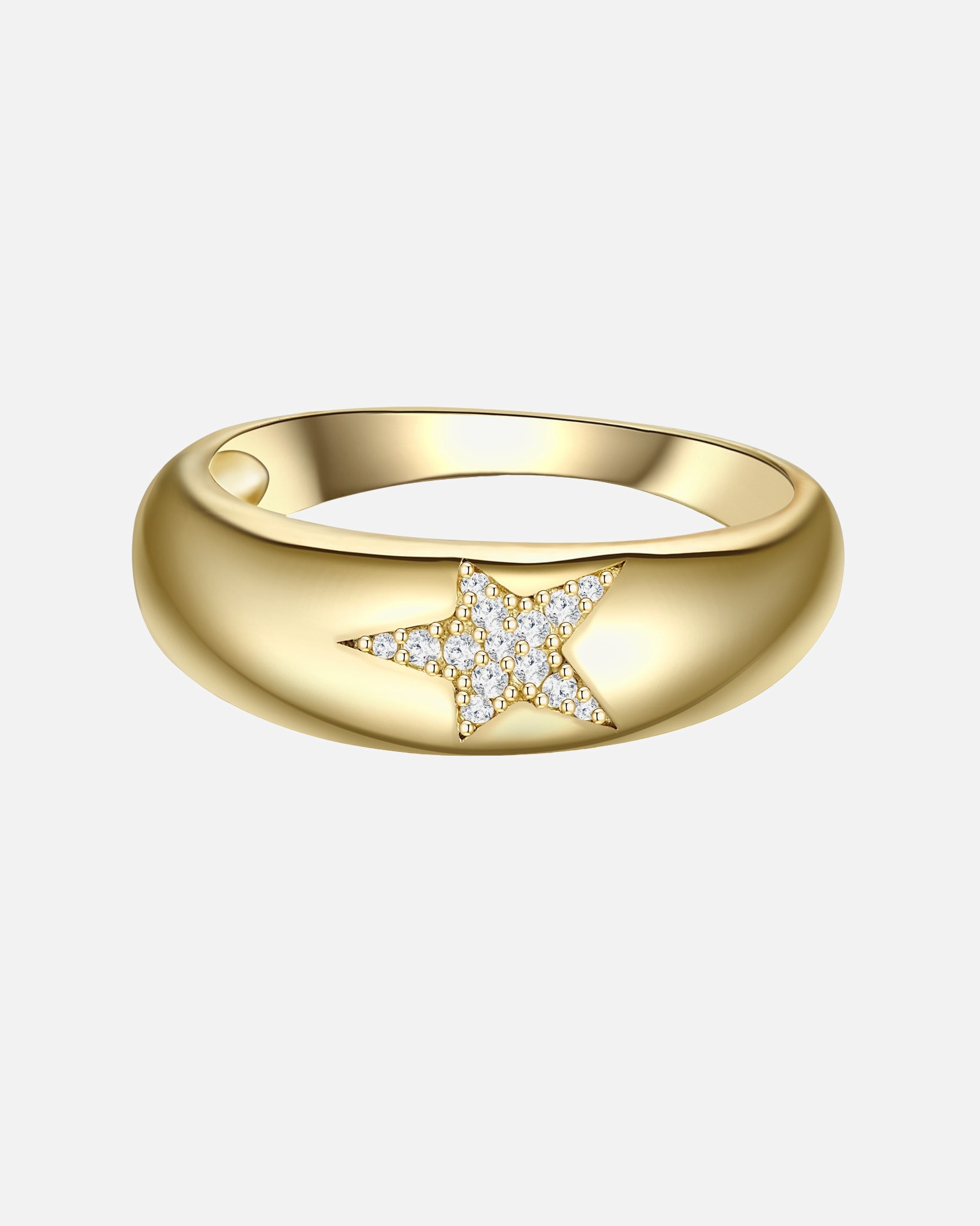 Bague for FemmeGlanzstücke MünchenBague en argent Étoilé Argent sterling Oxyde de zirconium (CZ) en Or jaune52