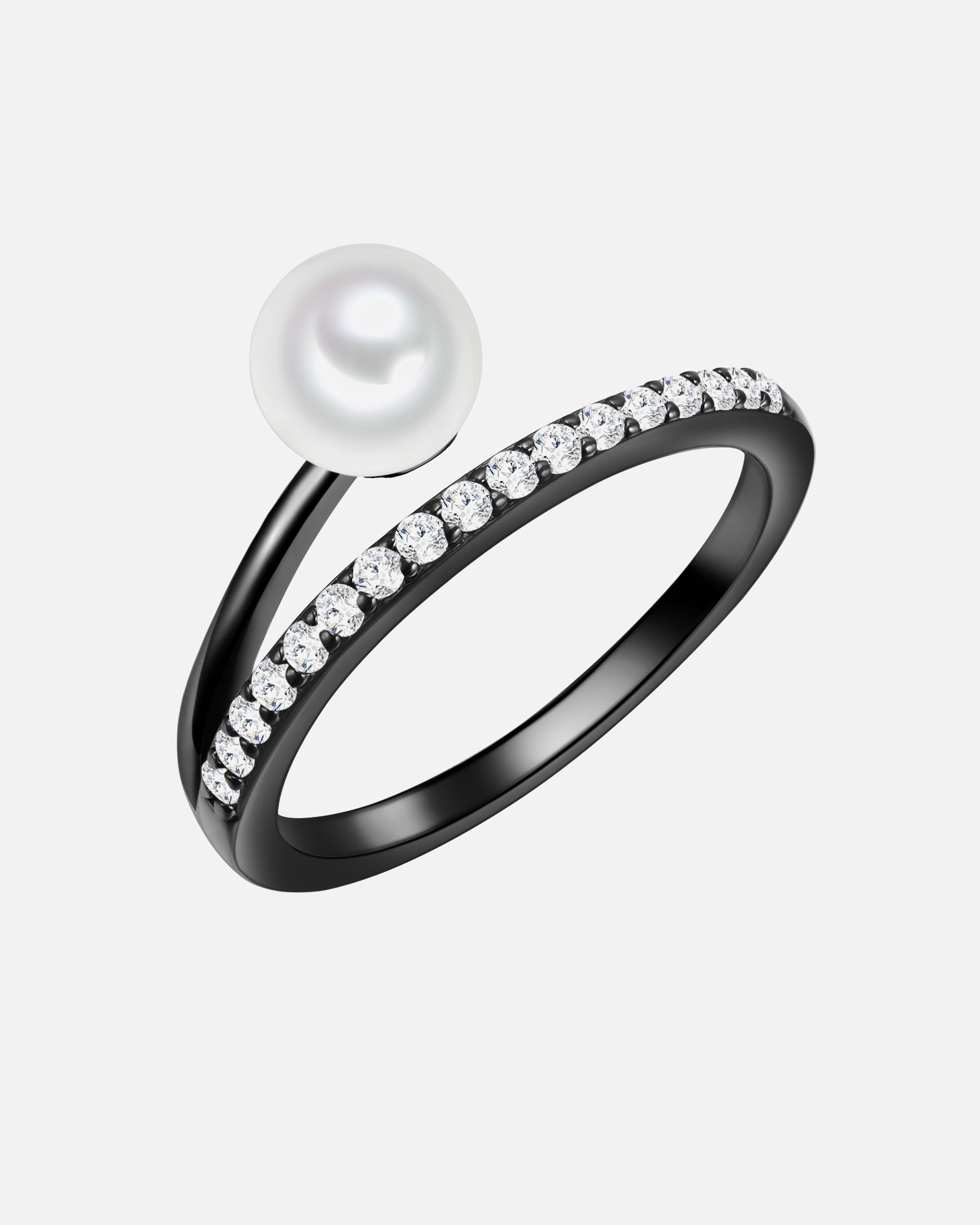 Bague for FemmeValero PearlsBague Argent sterling Oxyde de zirconium (CZ) Perle de culture d'eau douce en Noir58