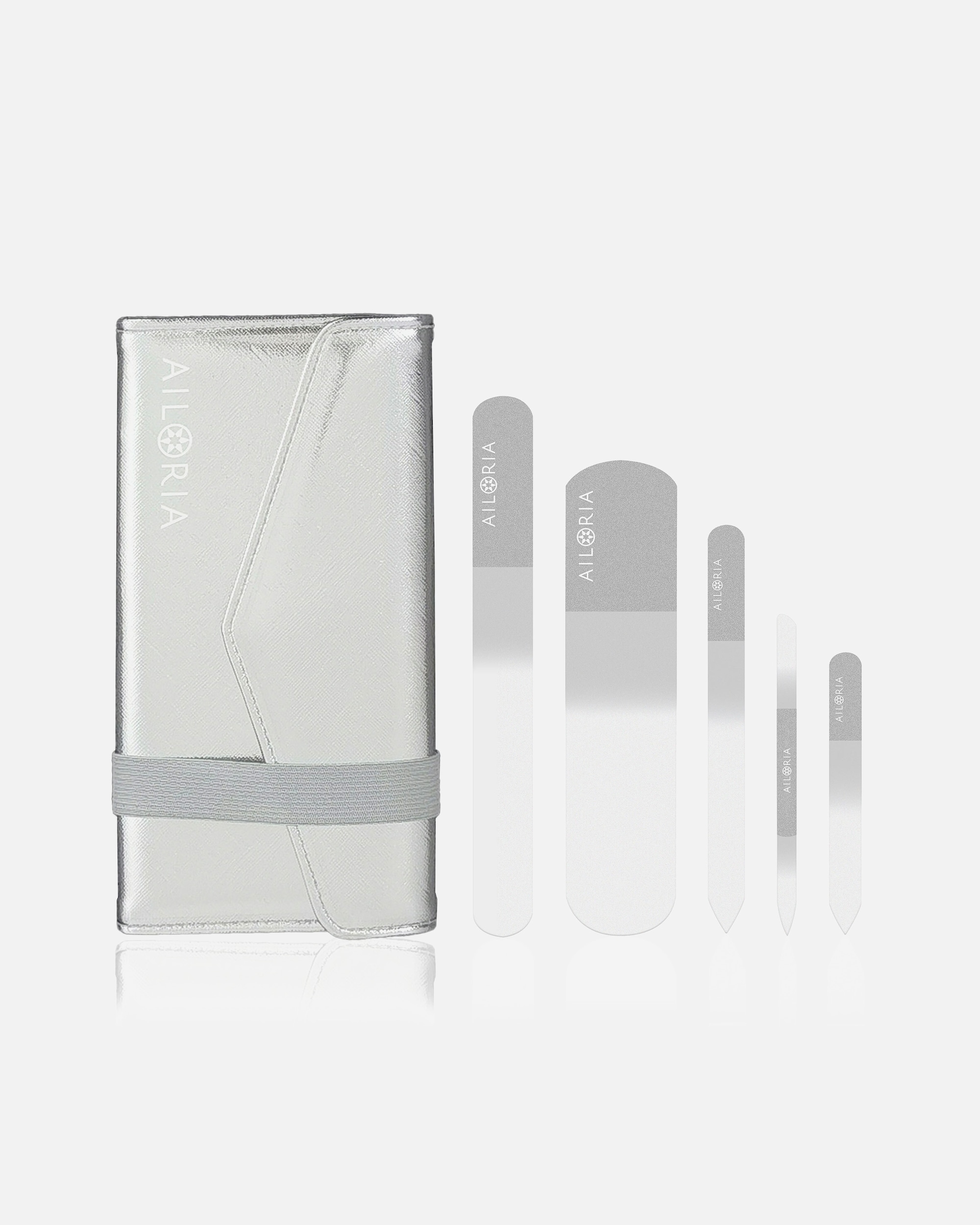 Nagelpflegeset für Unisex Ailoria CONTOUR LUXE Glas-Nagelfeilenset silber