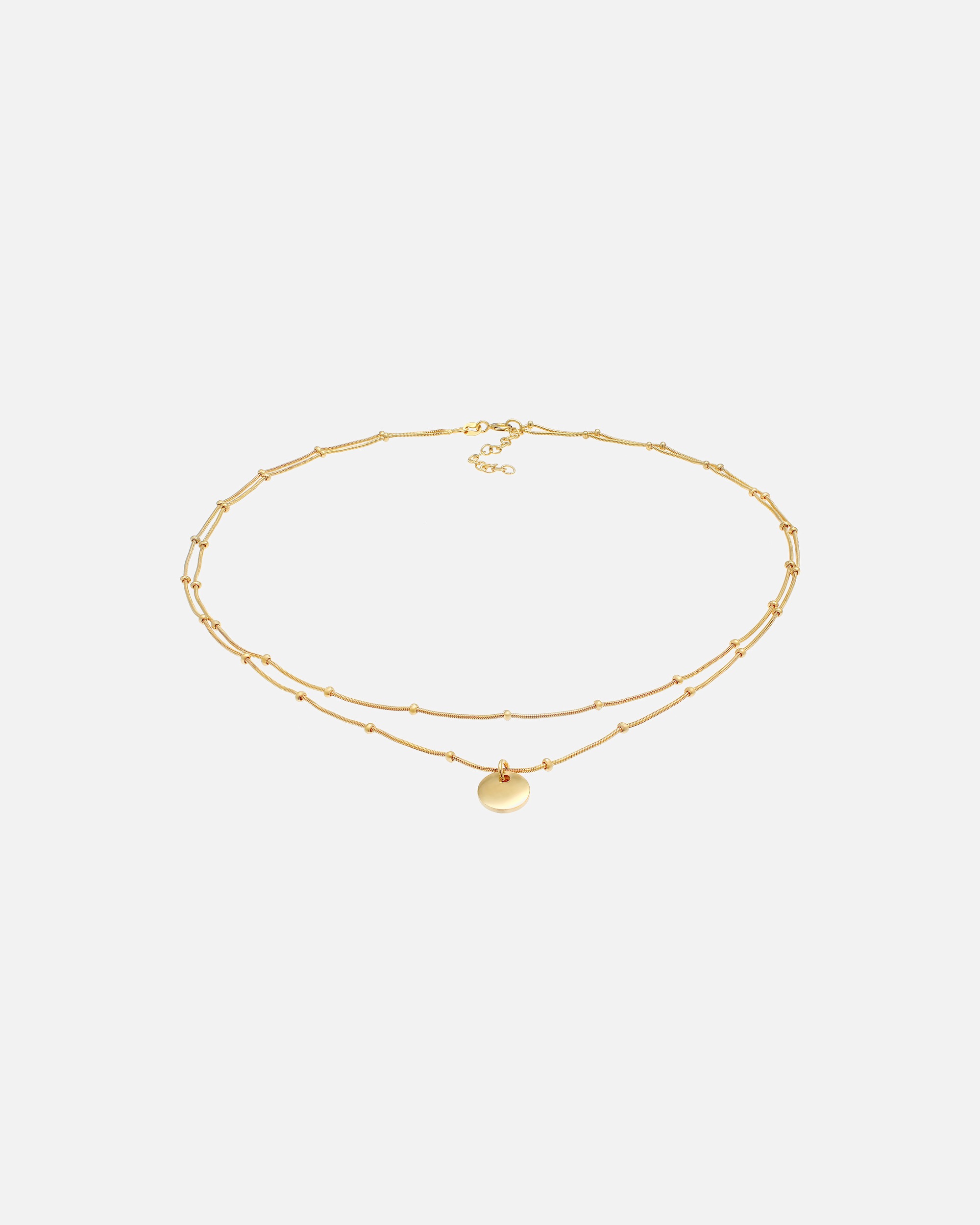 Halskette für Weiblich Elli Choker Layer Plättchen Kugelkette 925 Silber goldfarben