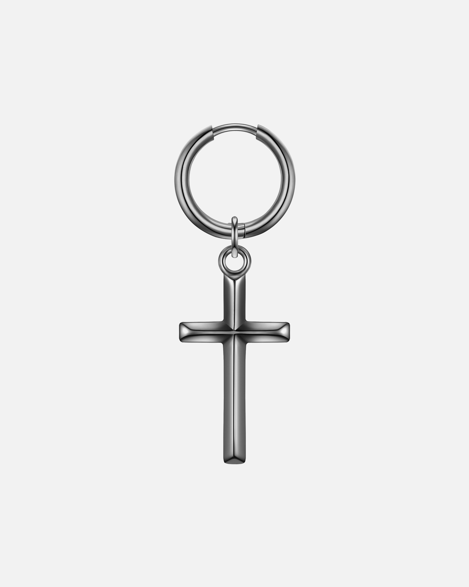 Créoles for HommeTrue RebelsBoucles d´oreilles Croix en Acier inoxydable en Gunmetal38,2 mm