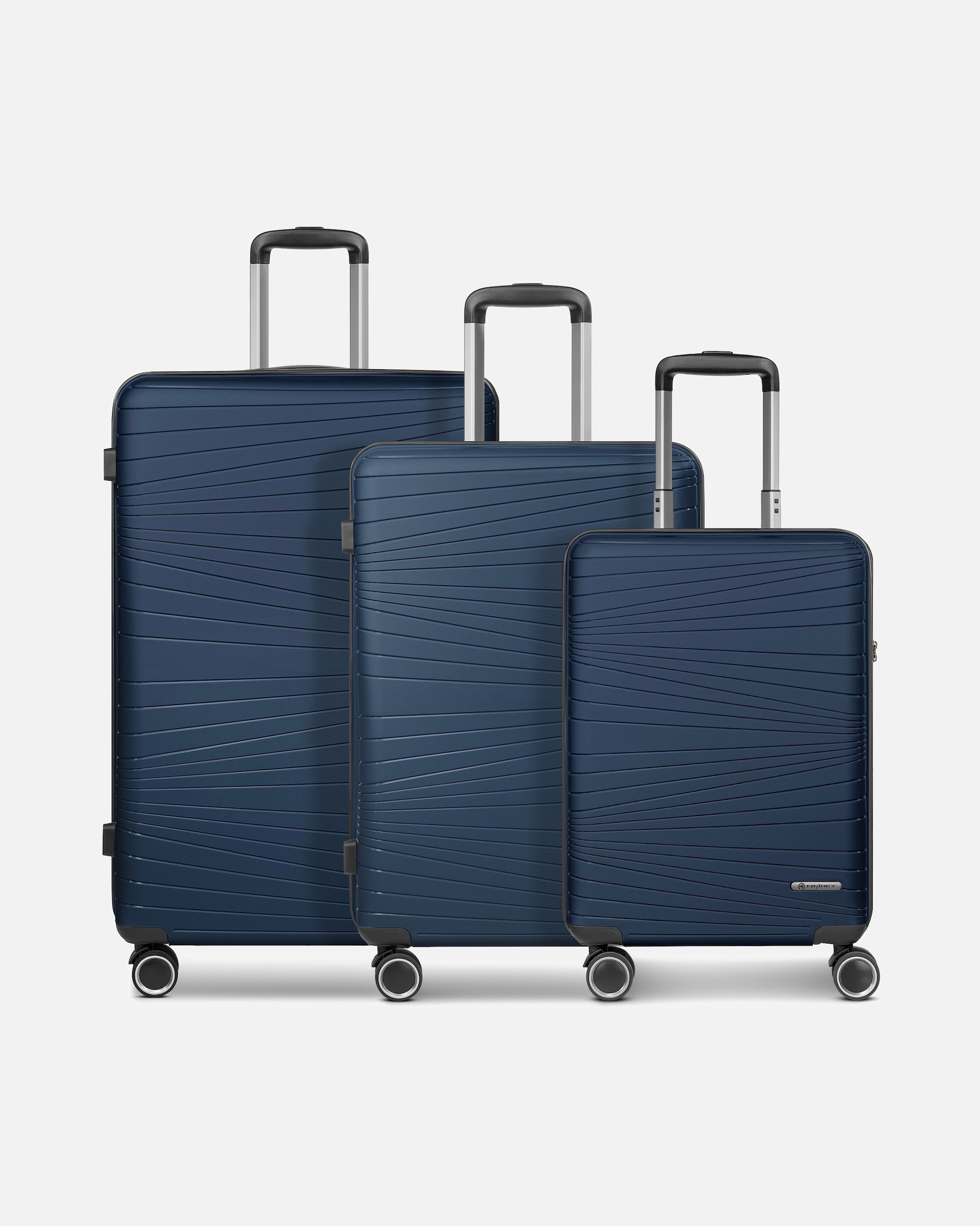 Koffer für Männlich Franky Dallas 3.0 4 Rollen Kofferset 3-teilig mit Dehnfalte dark blue