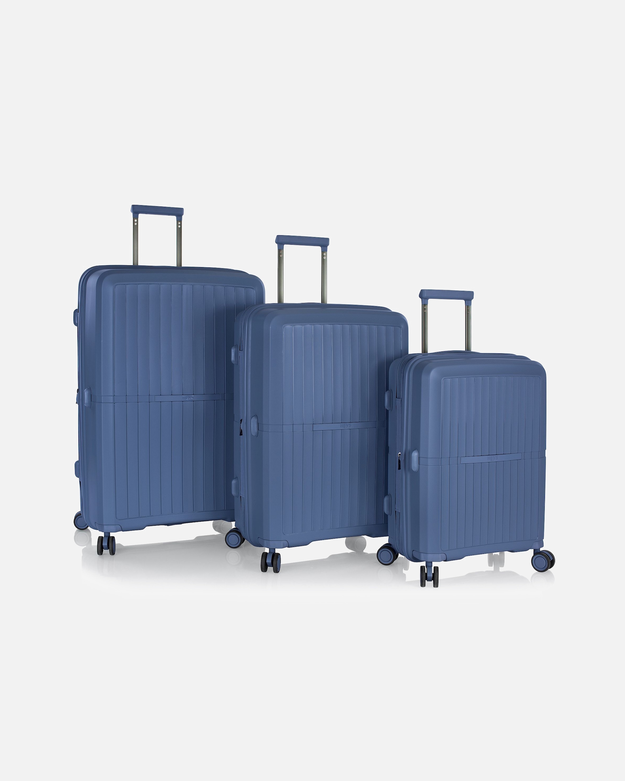 Koffer für Männlich Heys AirLite 4 Rollen Kofferset 3-teilig mit Dehnfalte blue