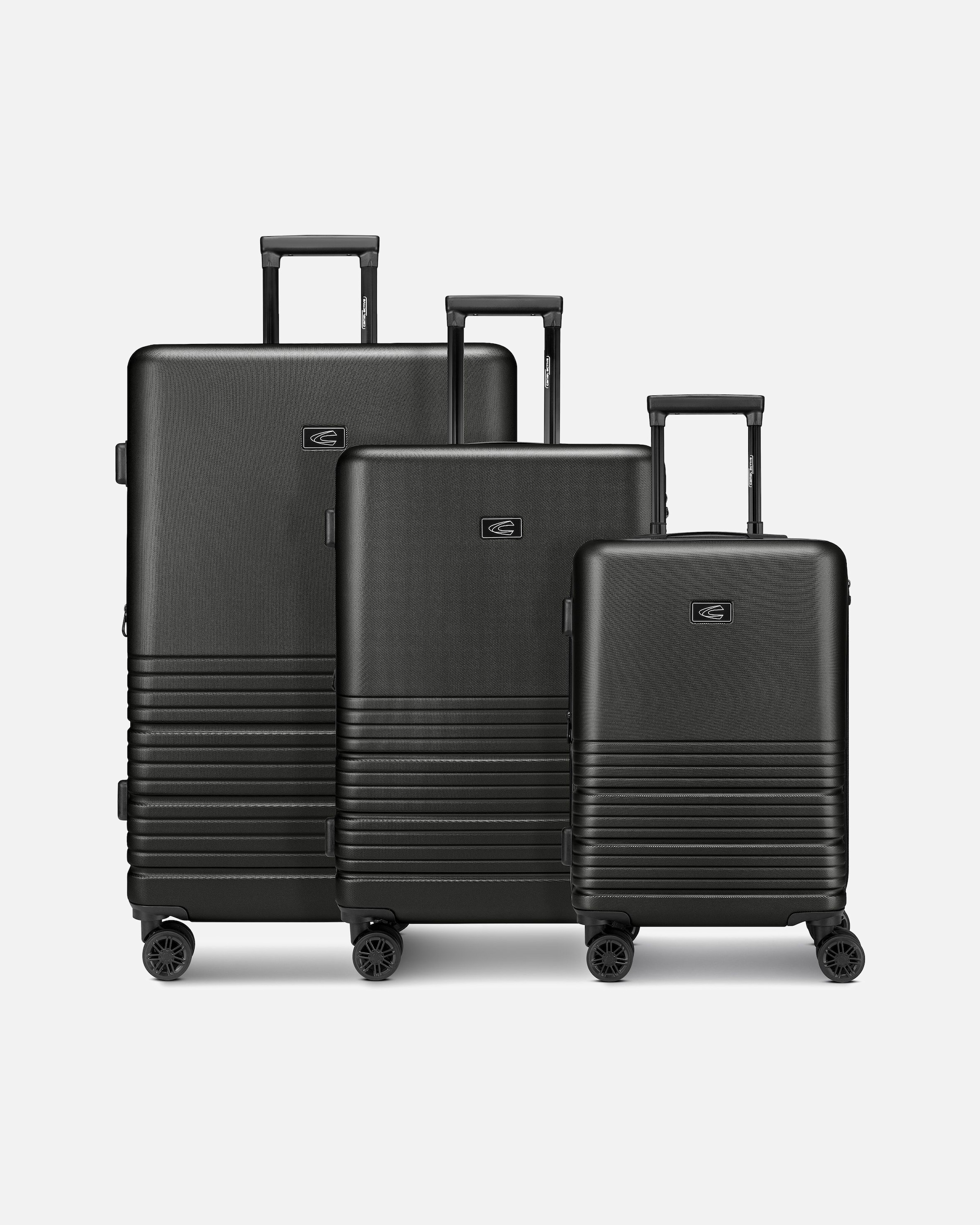 Koffer für Männlich camel active Hanoi 4 Rollen Kofferset 3-teilig mit Dehnfalte black