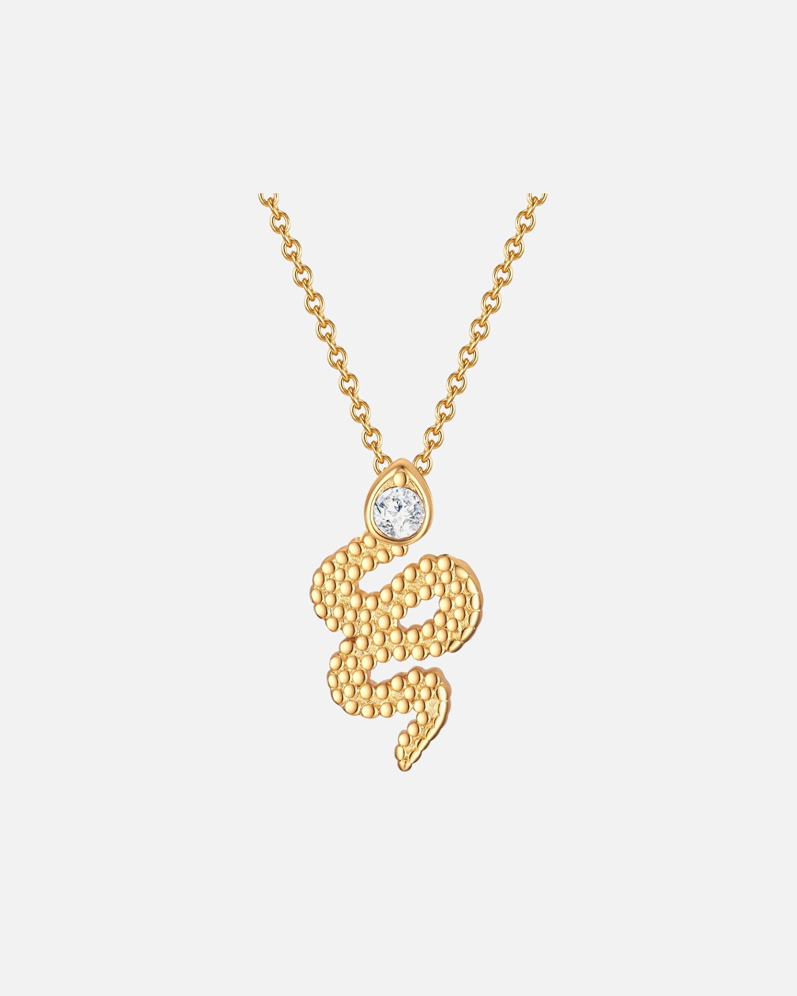 Halskette für Weiblich Lulu & Jane Halskette Schlange aus Metall in Gelbgold mit verziert mit Kristallen von Swarovski® 45,0 cm Basiskette + 5,0 cm Verlängerung