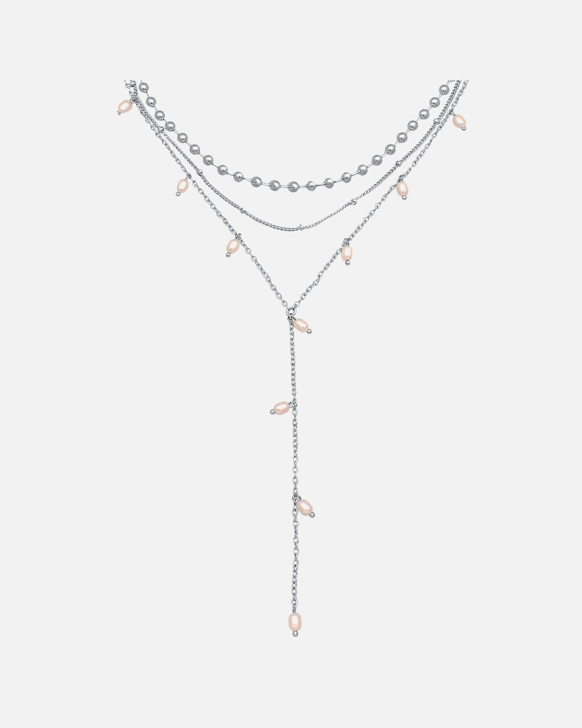Collier for FemmeElliY-Kette Layer Kugel Perlen Design Silberfarben 3er Setsilberfarben