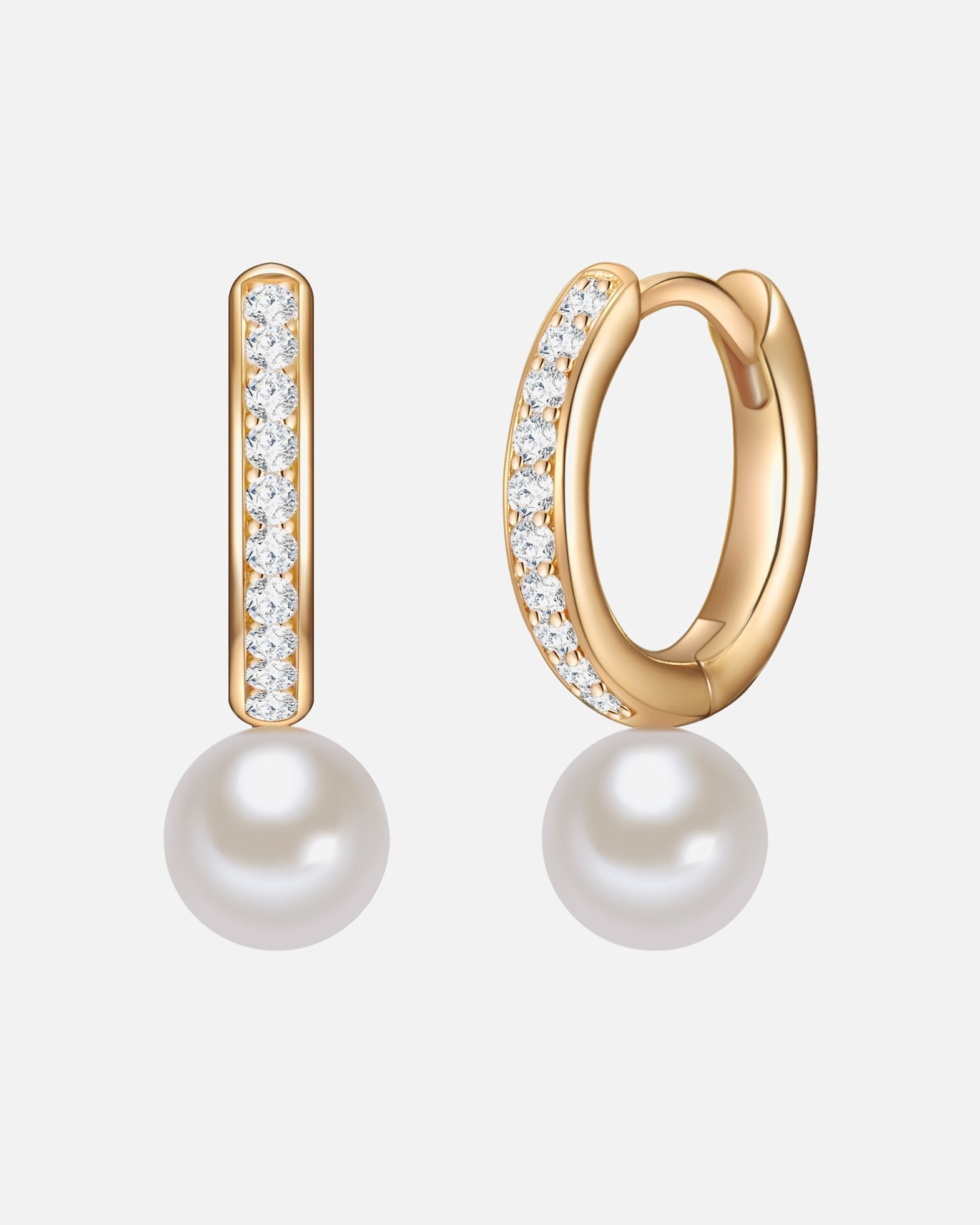 Boucle d'oreilles for FemmeValero PearlsCréoles en argent Argent sterling Oxyde de zirconium (CZ) Perle de culture d'eau douce en Or jaune20,1 mm
