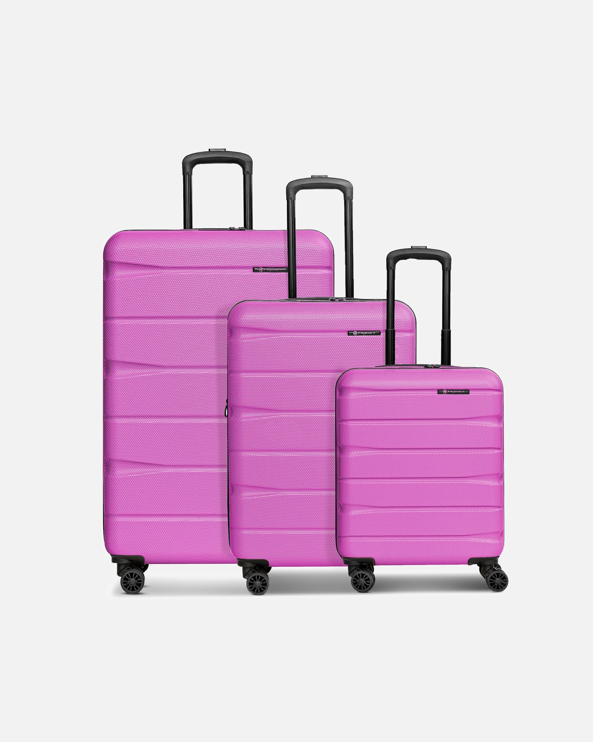 Koffer für Männlich Franky Munich 4.0 4 Rollen Kofferset 3-teilig mit Dehnfalte pink dull