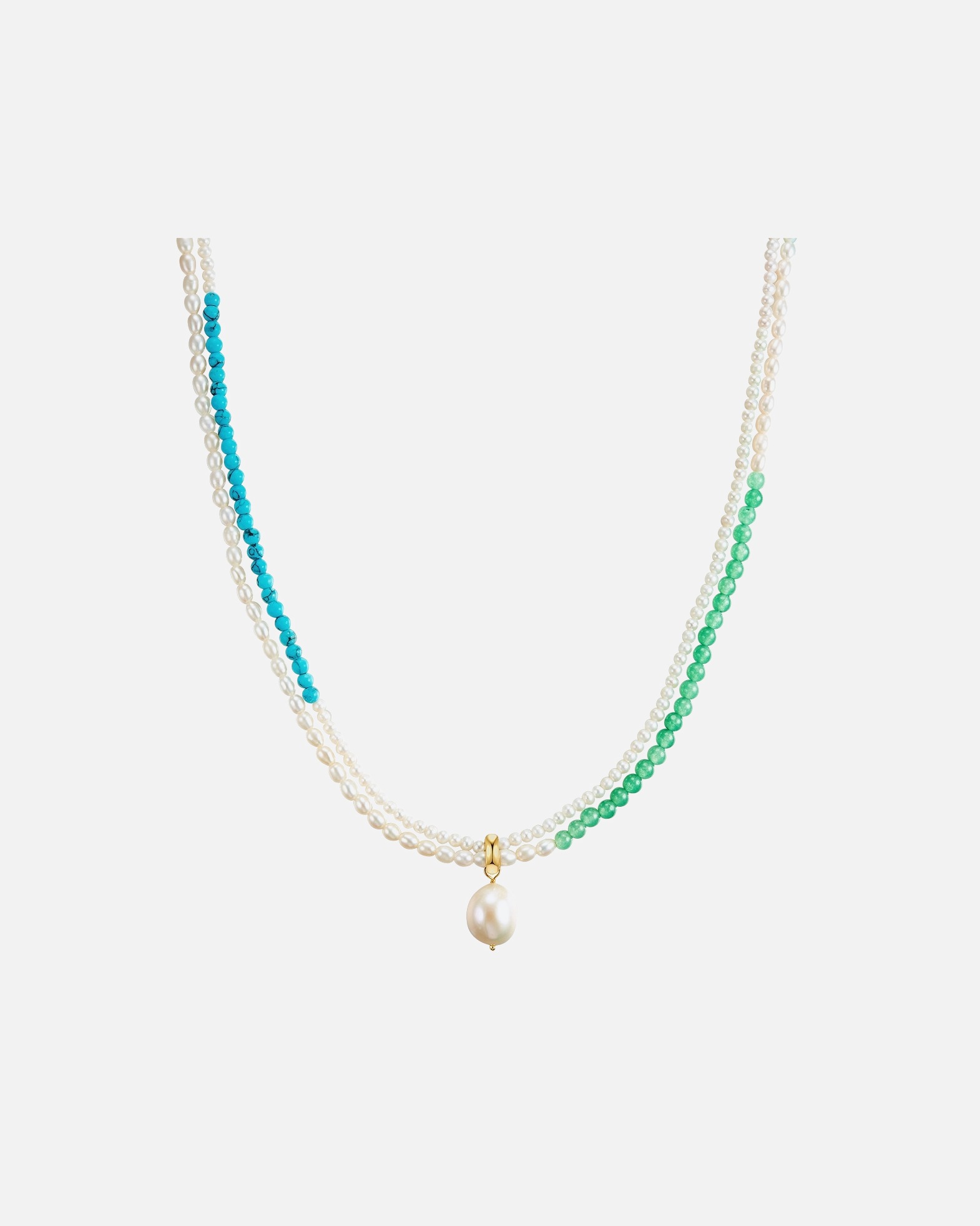 Collier for FemmeCollier de pierres précieuses Perle de culture d'eau douce Turquoise reconstituée Perle de culture d'eau douce en Blanc45,0 cm