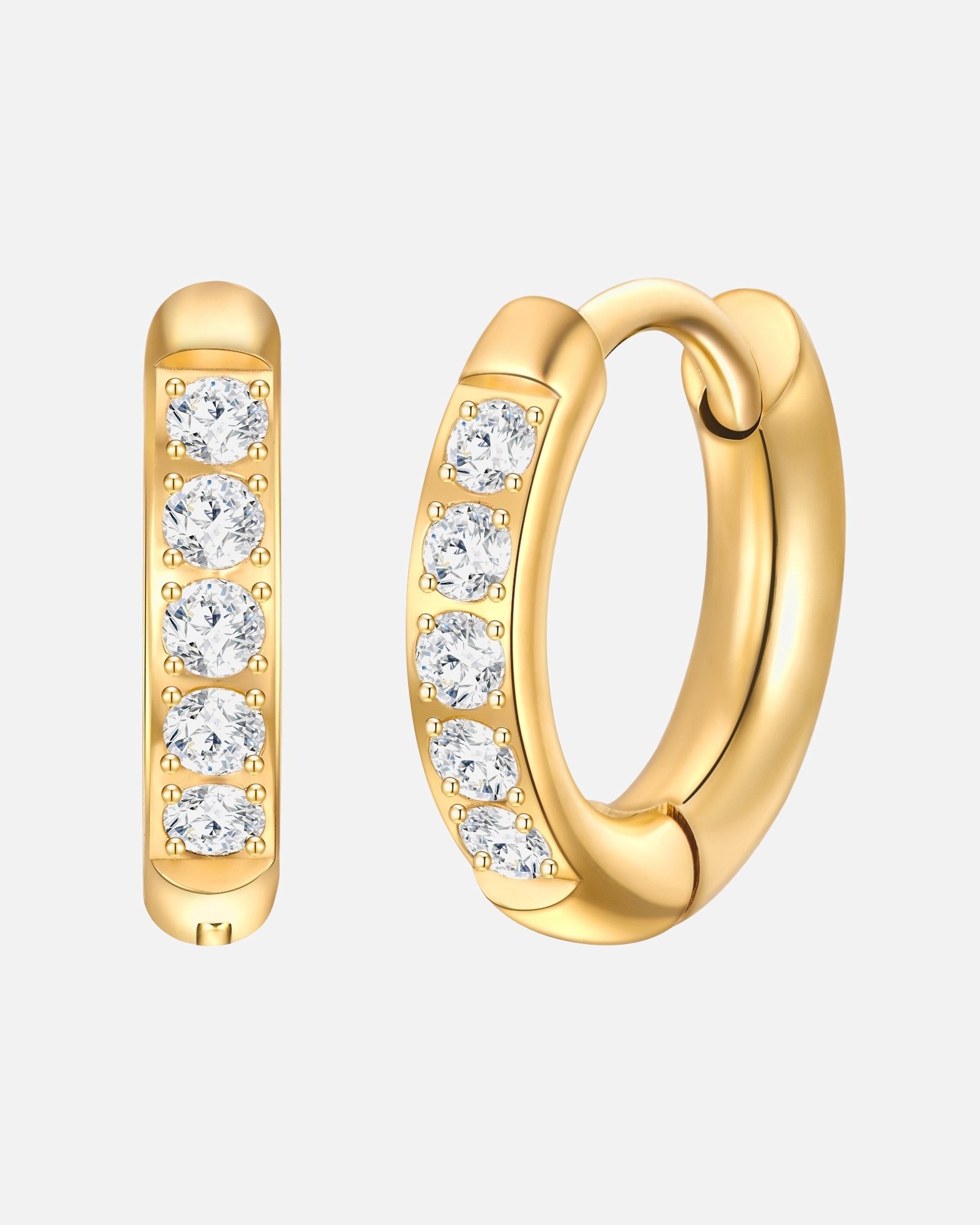 Creolen für Weiblich EASTSIDE Creolen Edelstahl Zirkonia in Gelbgold 11,8 mm