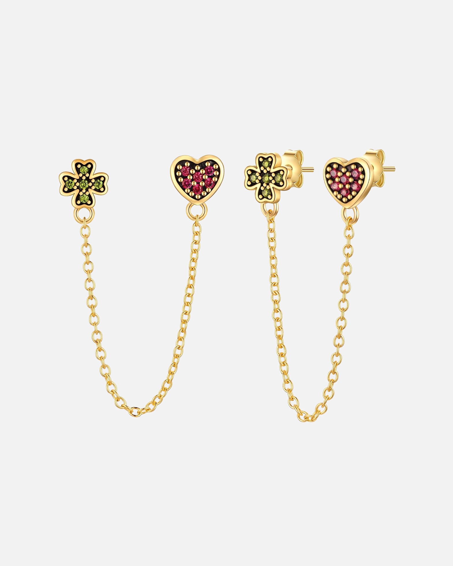 Boucle d'oreilles for FemmeBoucles d´oreilles coeur/trèfle en Argent sterling en Or jaune7,6/7,7 mm