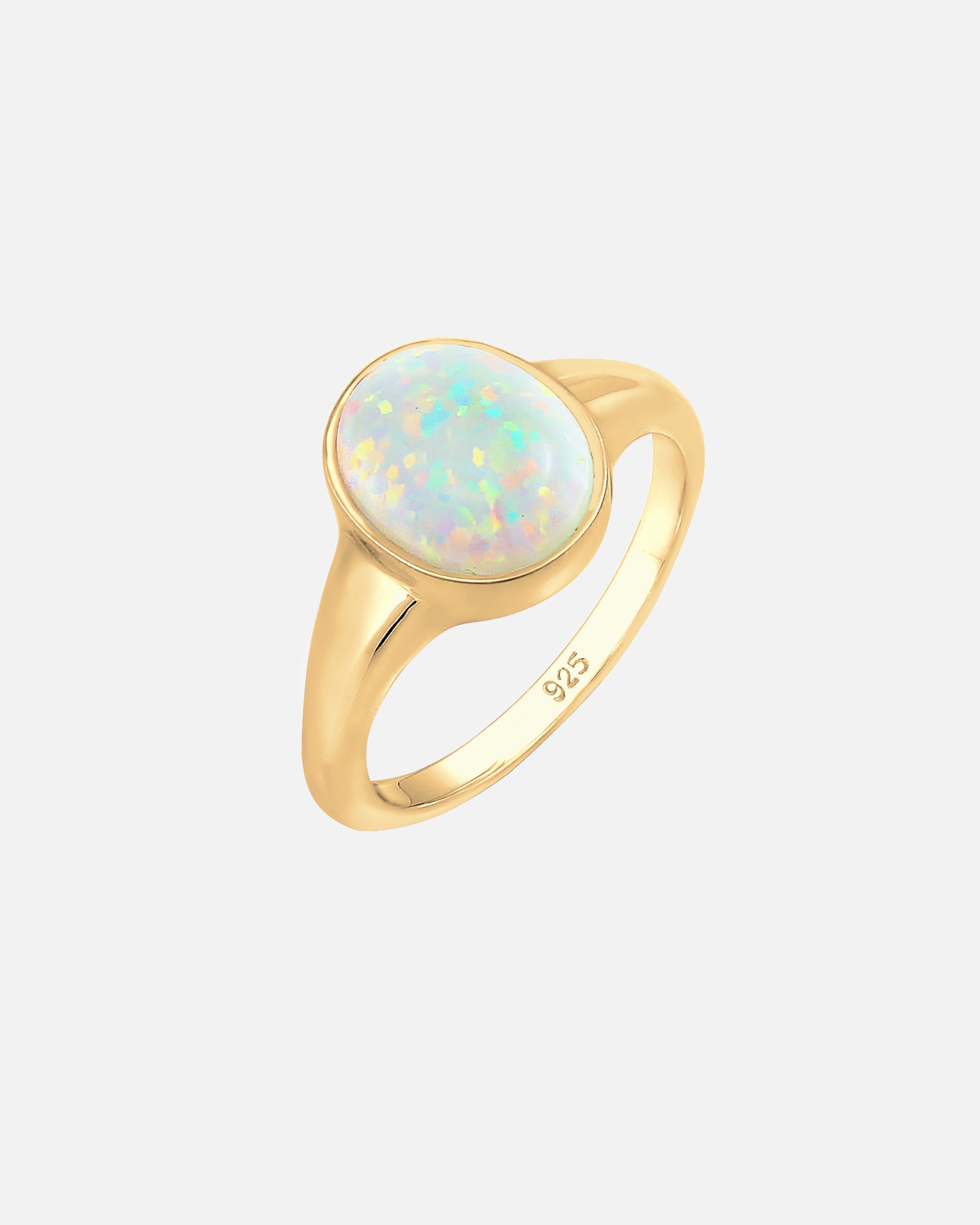 Ring für Weiblich Elli Siegelring Synthetischer Opal Trend 925 Silber 58