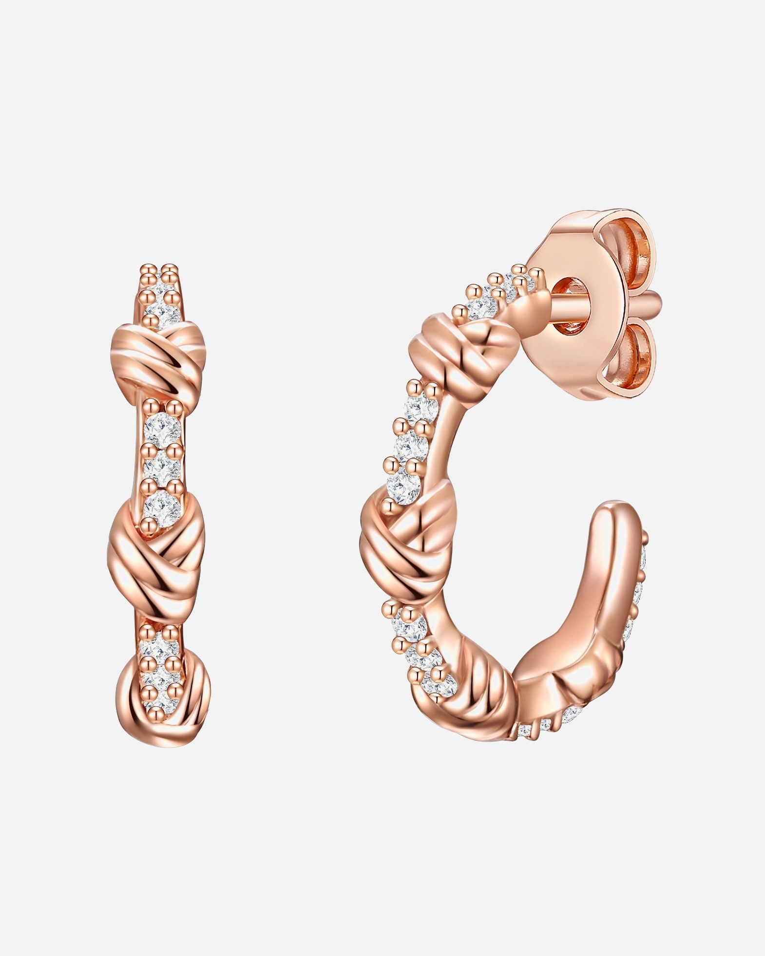 Boucle d'oreilles for FemmeGlanzstücke MünchenCréoles en argent Argent sterling Oxyde de zirconium (CZ) en Or rose13,8 mm