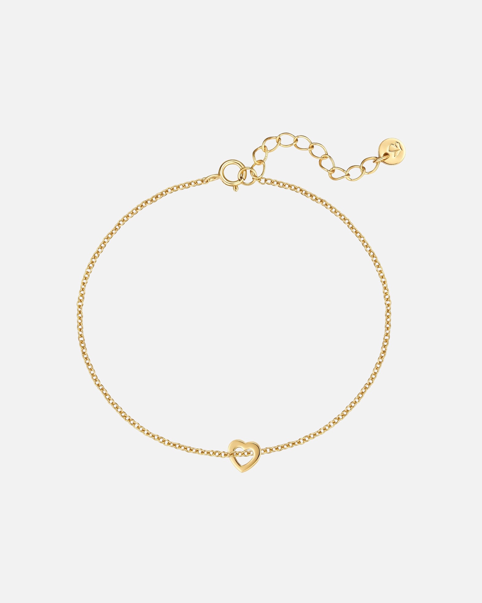 Bracelet for FemmeBracelet Cœur en Argent Sterling en or jaune17,0 cm Basislänge + 3,0 cm Verlängerung