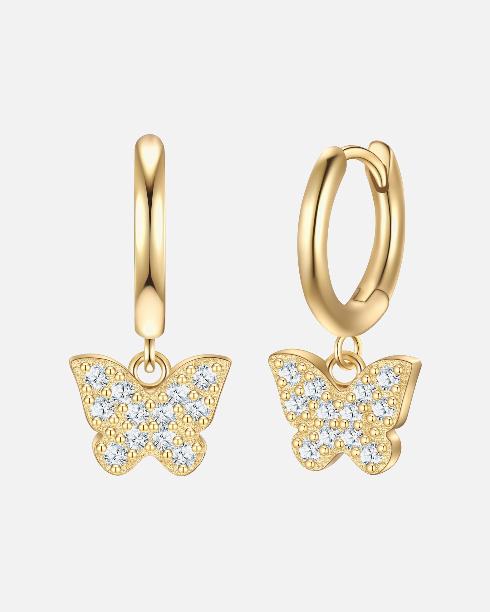 Créoles for FemmeCréoles Papillon en Argent Sterling en or jaune avec Zirconium17,5 mm