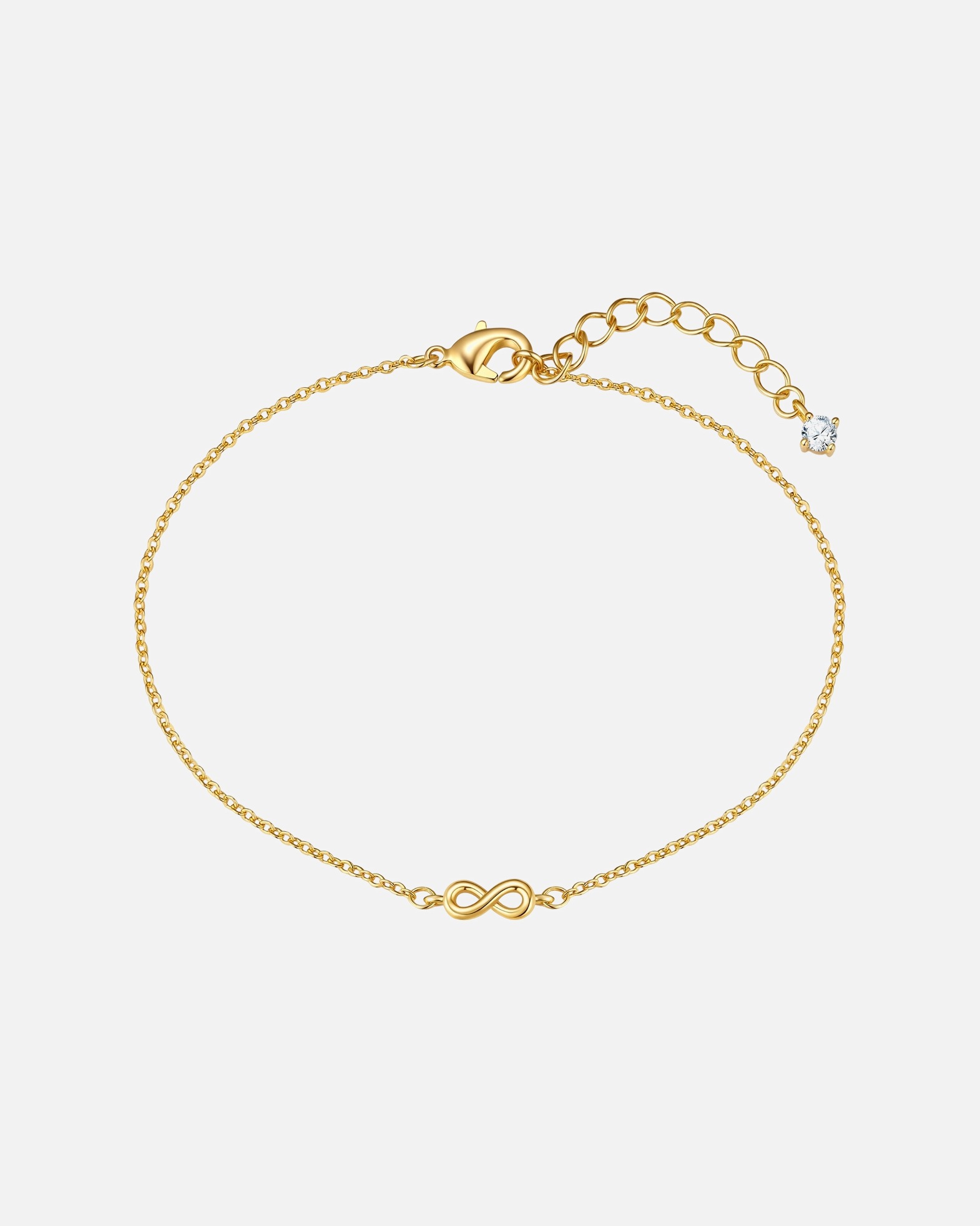 Bracelet for FemmeBracelet Infinity en laiton en or jaune avec zirconium17,0 cm Basislänge + 3,0 cm Verlängerung