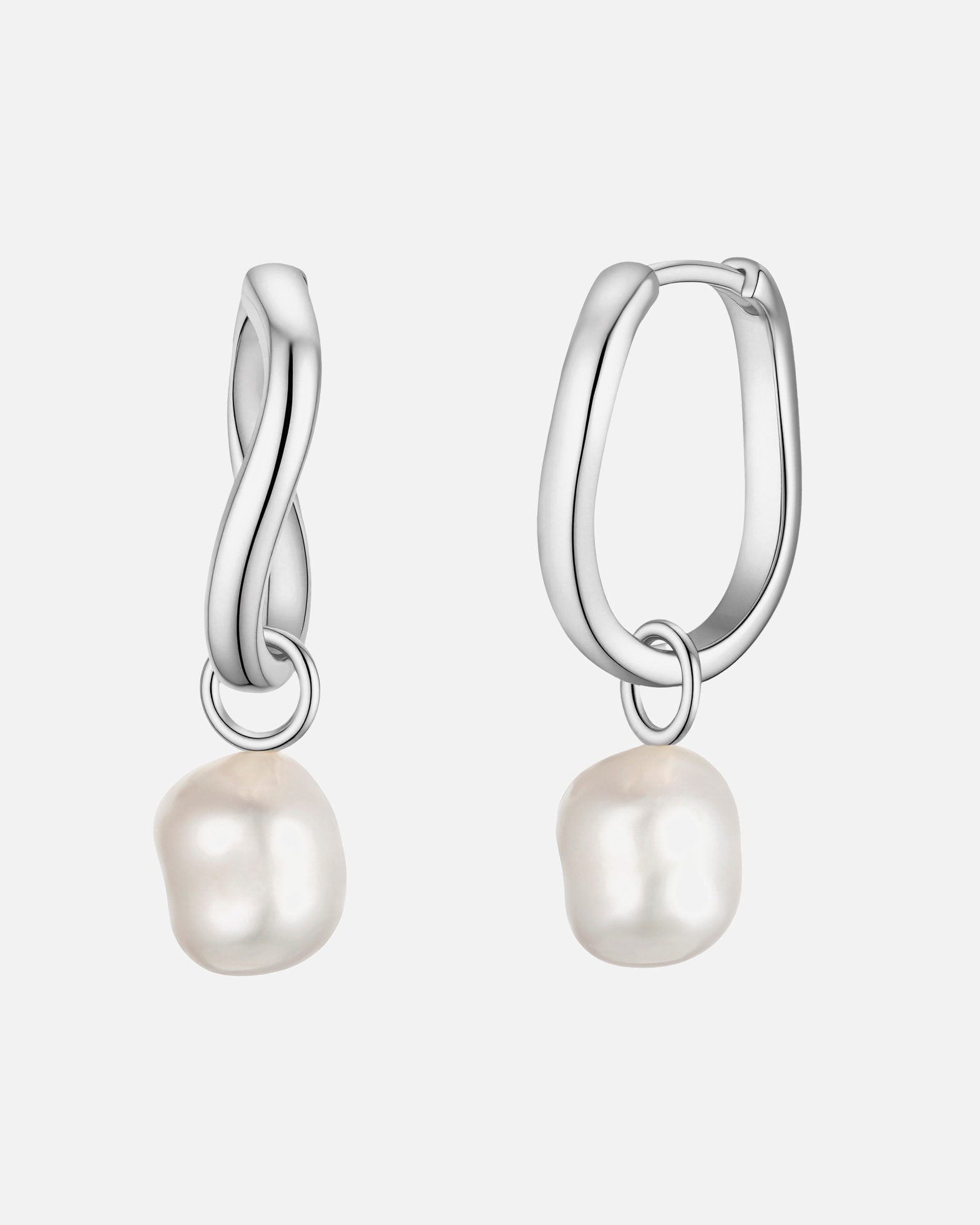 Creolen für Weiblich Perlen-Creolen aus Sterling Silber in silber mit Süßwasser-Zuchtperle 31,5 mm