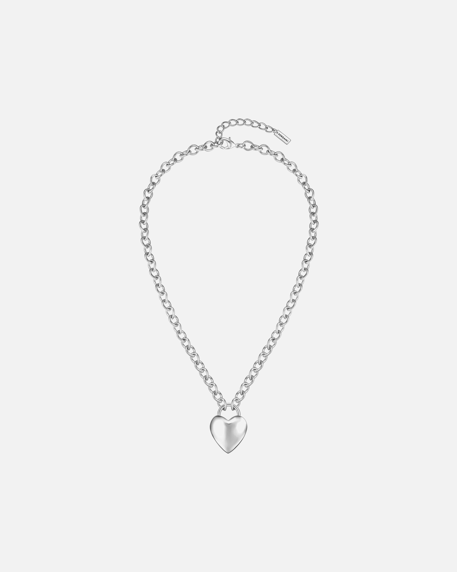 Collier for FemmeYokoamiiCollier cœur en laiton argenté48,0 cm Basiskette + 5,0 cm Verlängerung