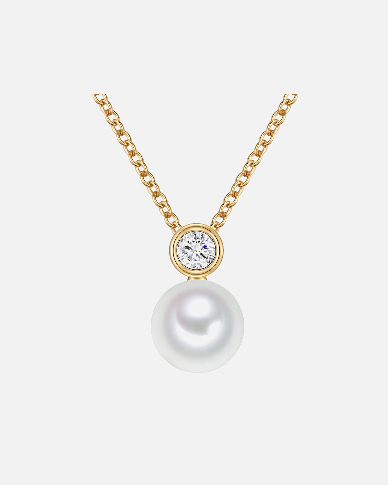 Collier for FemmeCollier en argent Argent sterling Oxyde de zirconium (CZ) Perle de culture d'eau douce en Or jaune42,0 cm Basiskette + 7,0 cm Verlängerung