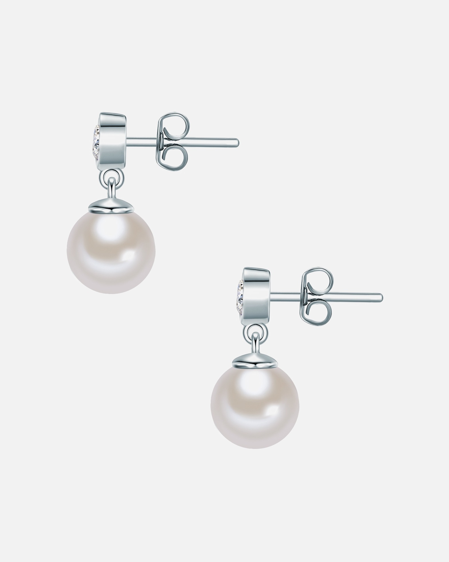 Boucle d'oreilles for FemmeRafaela DonataPuces d'oreilles en argent Argent sterling Oxyde de zirconium (CZ) Perles organiques en Argent18,7 mm