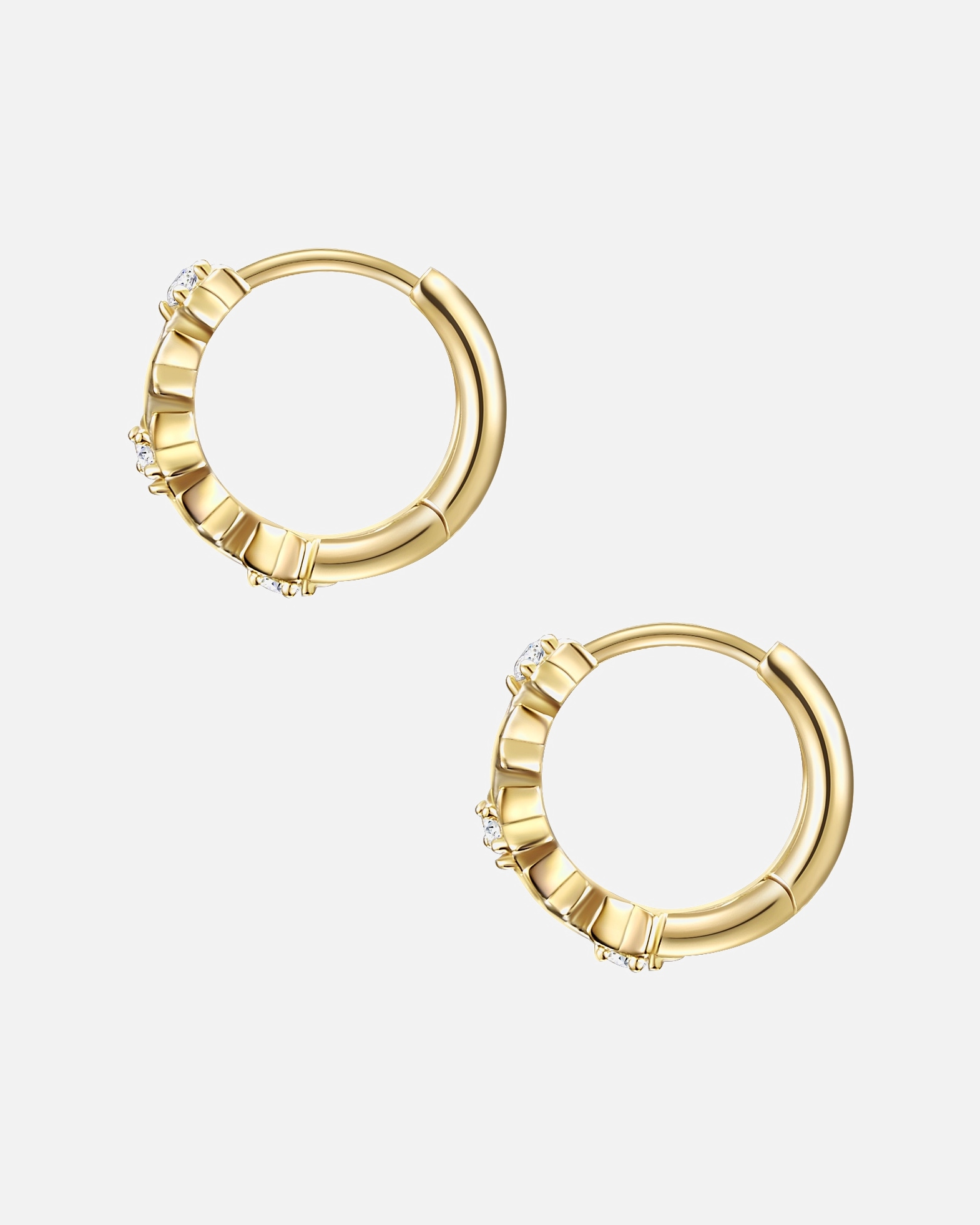 Boucle d'oreilles for FemmeGlanzstücke MünchenCréoles en argent Étoiles Argent sterling Oxyde de zirconium (CZ) en Or jaune11,4 mm